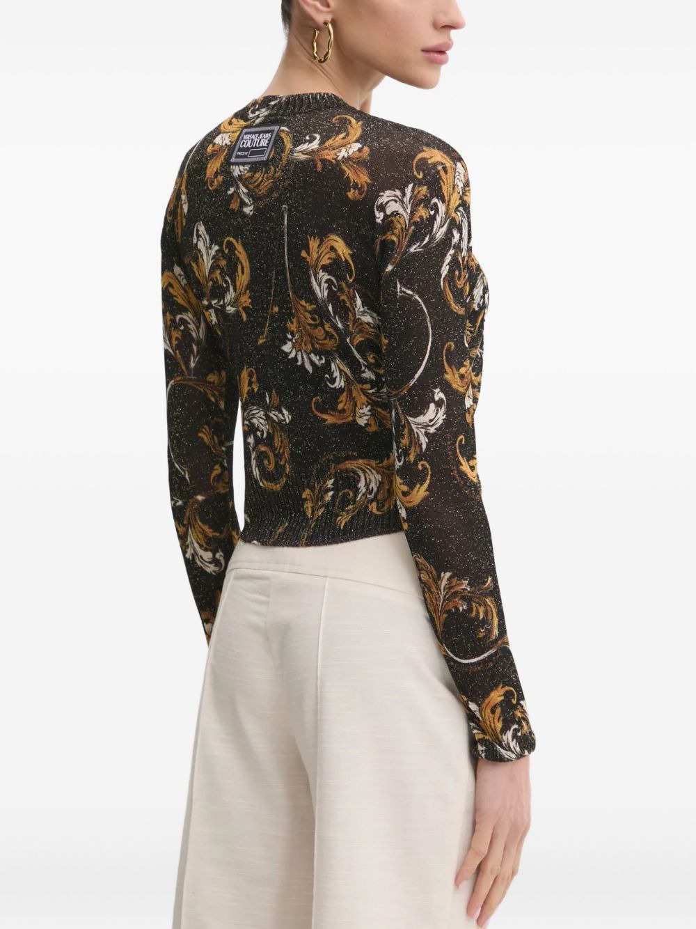 Barocco-pattern lurex jumper - 3