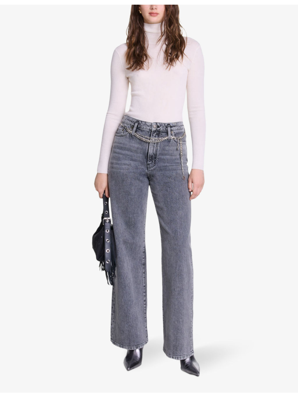 Chain-belt high-rise stretch-denim jeans - 2