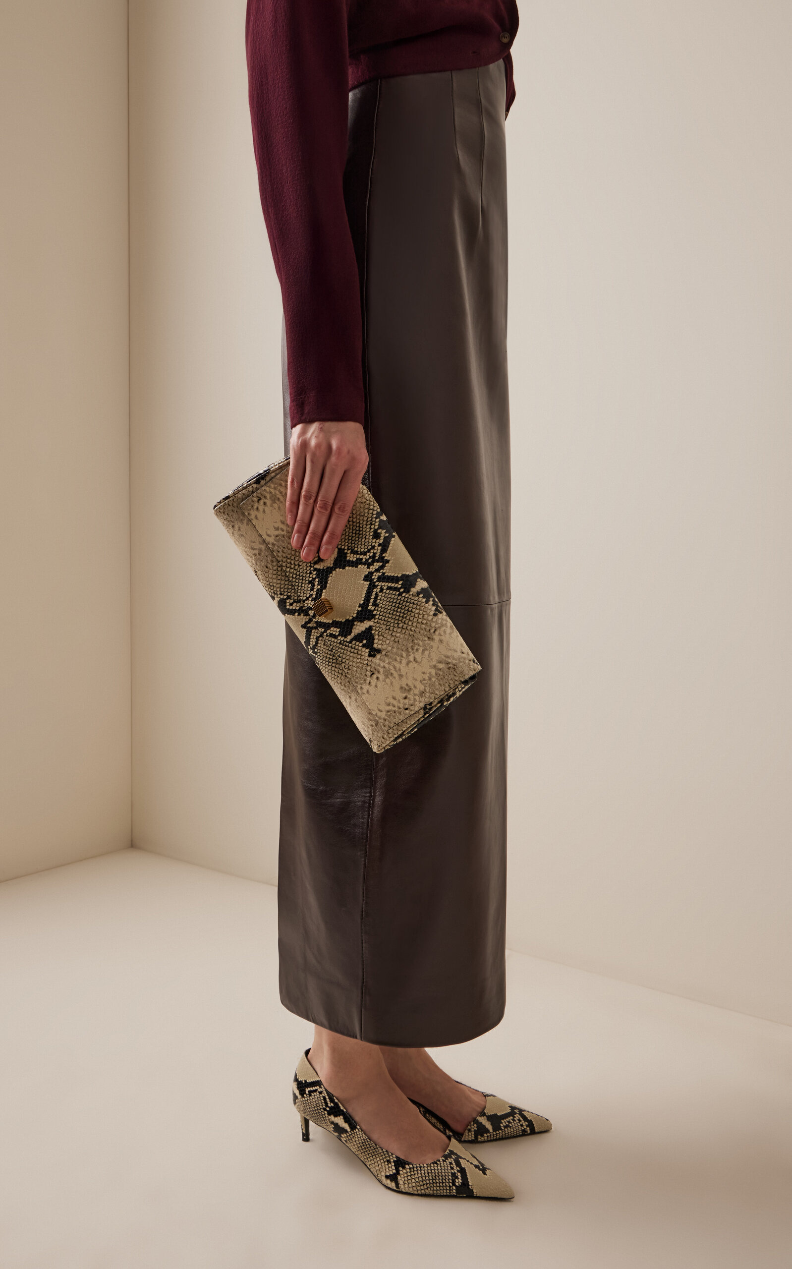 Audrey Python-Effect Leather Clutch python - 2