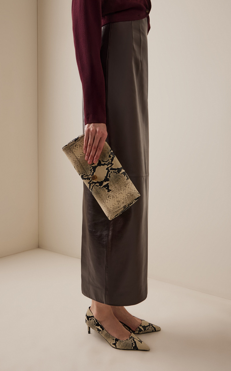 KHAITE Audrey Python-Effect Leather Clutch python outlook