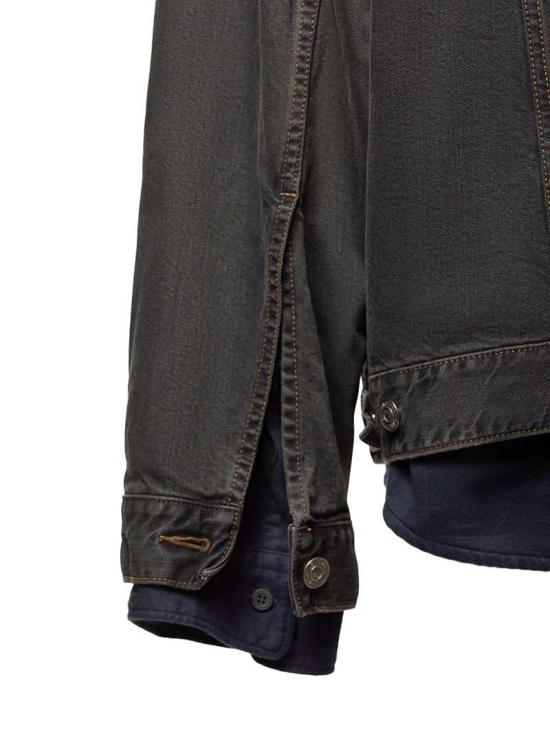 Layered silk & cotton denim jacket - 7