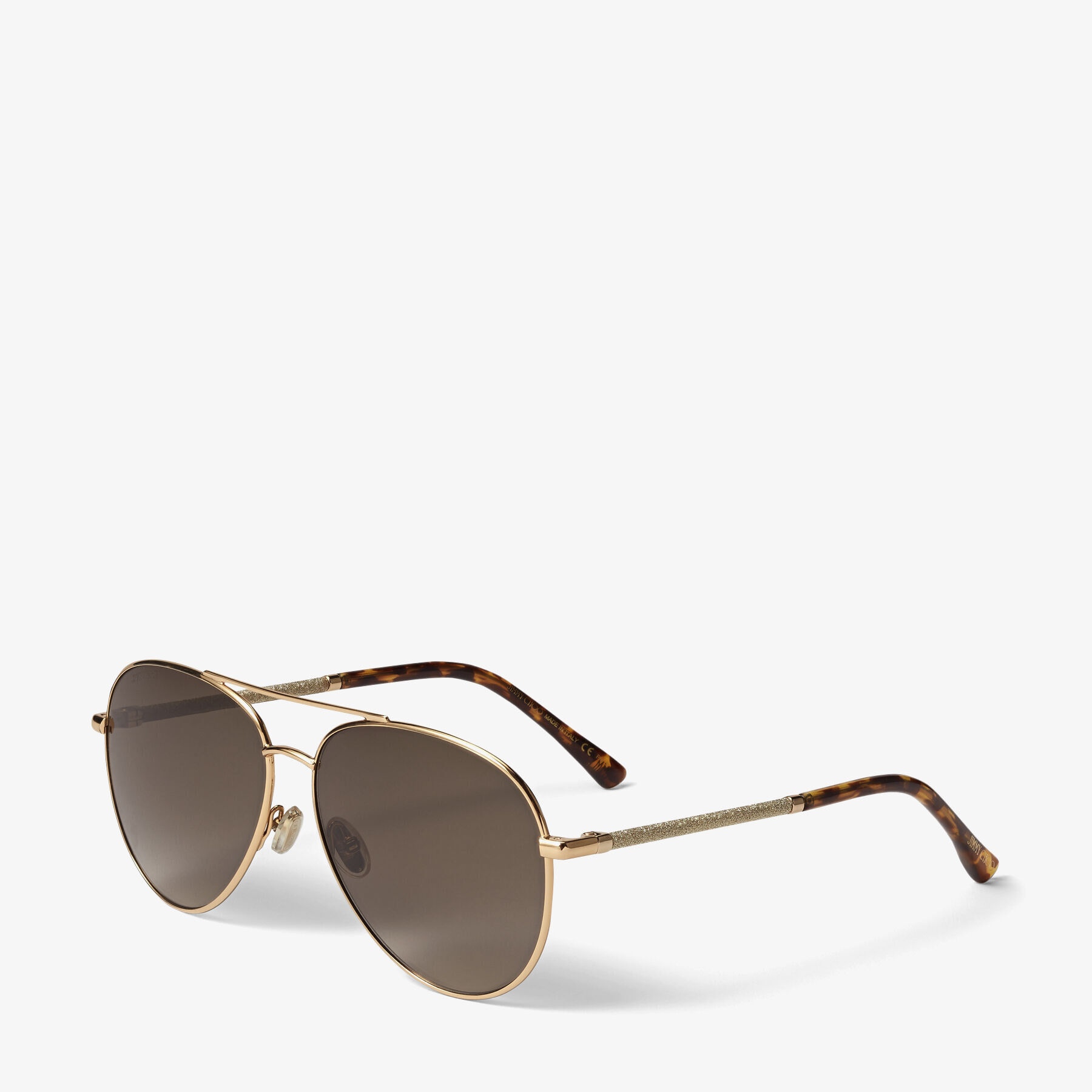 Devan
Gold Havana Aviator Sunglasses with Glitter - 3