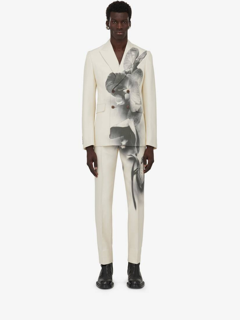 Alexander McQueen Men's Orchid Double-breasted Jacket in Putty/black outlook