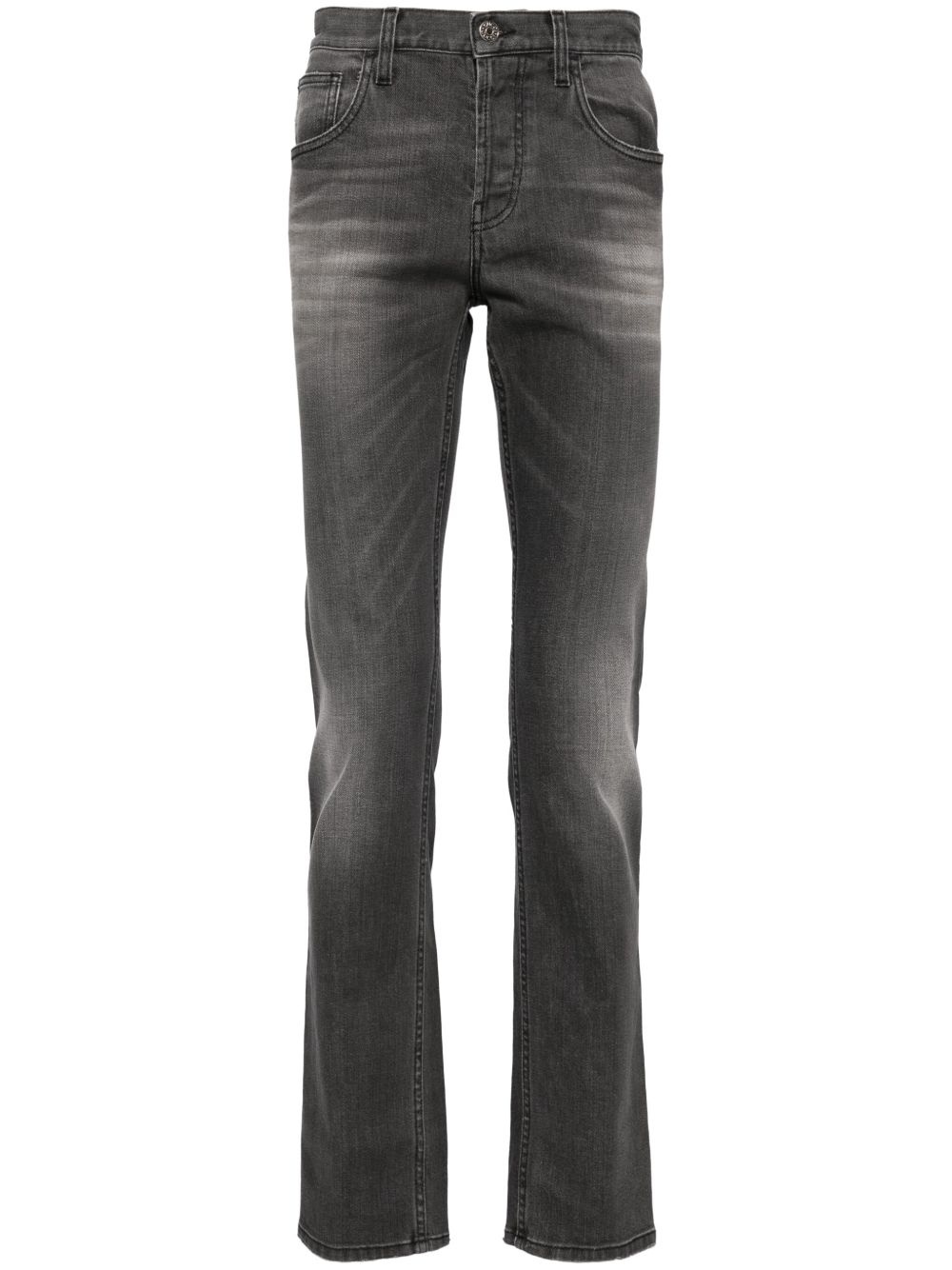distressed straight-leg jeans - 1