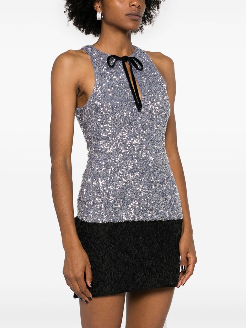 sequined split-neck top - 3