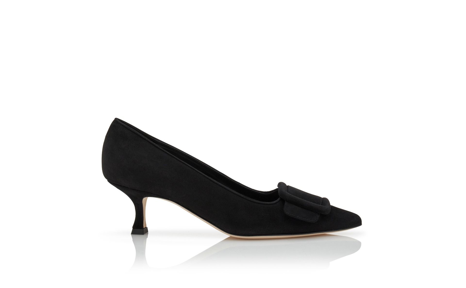 Black Suede Buckle Detail Pumps - 1