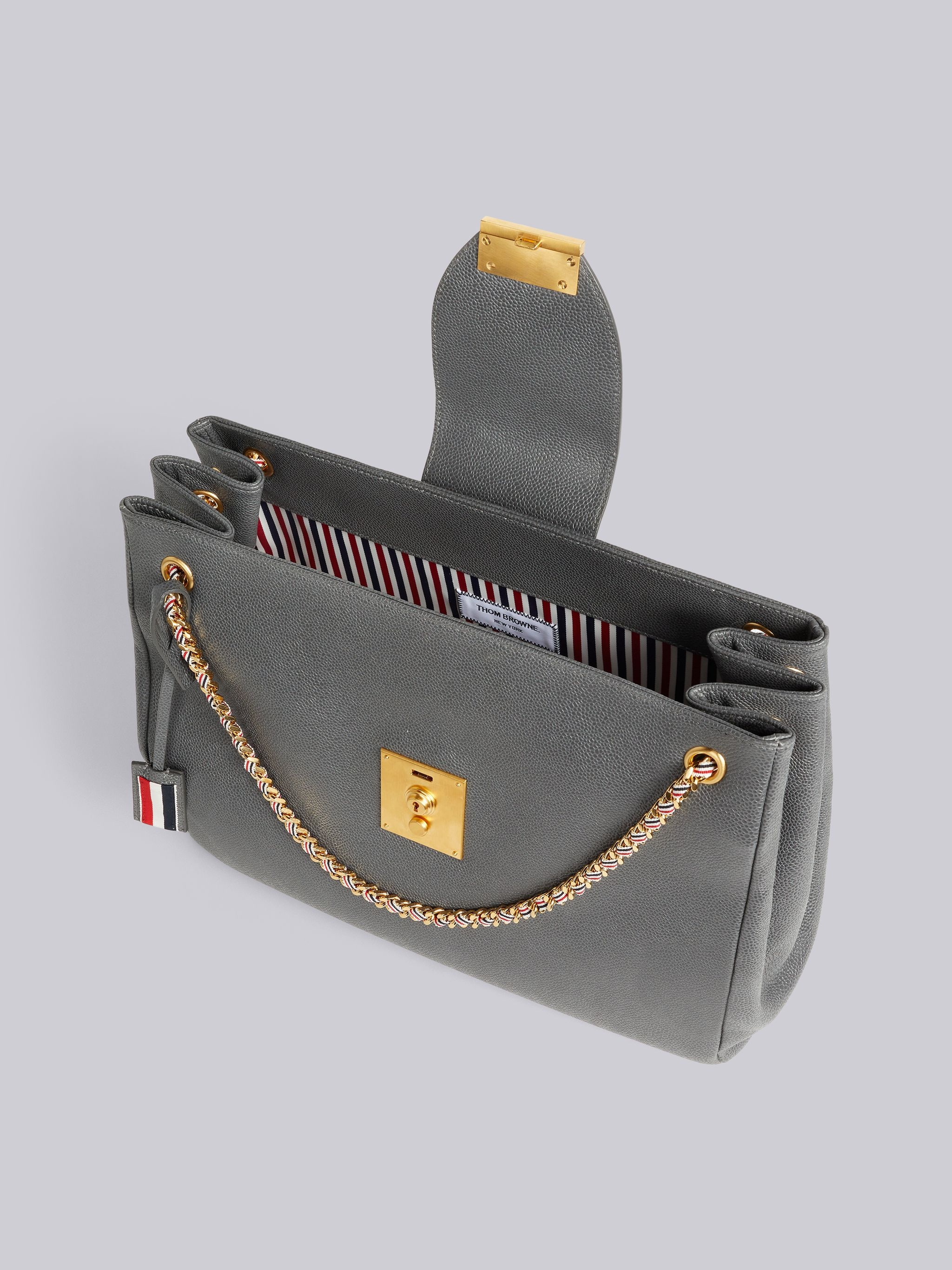 Dark Grey Pebble Grain Leather Mrs. Thom Chain Tote - 5