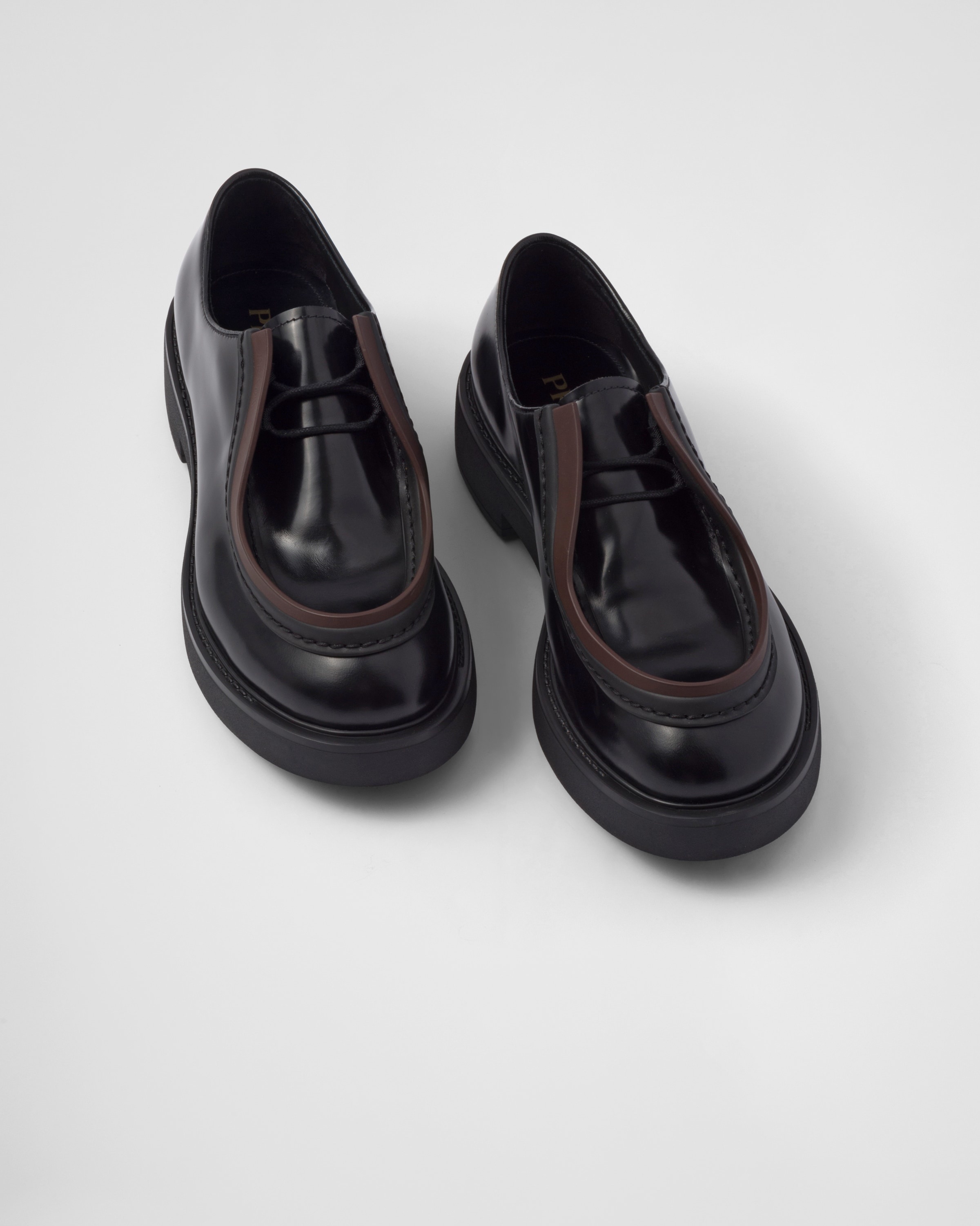 Prada Diapason opaque brushed leather lace-up shoes | REVERSIBLE