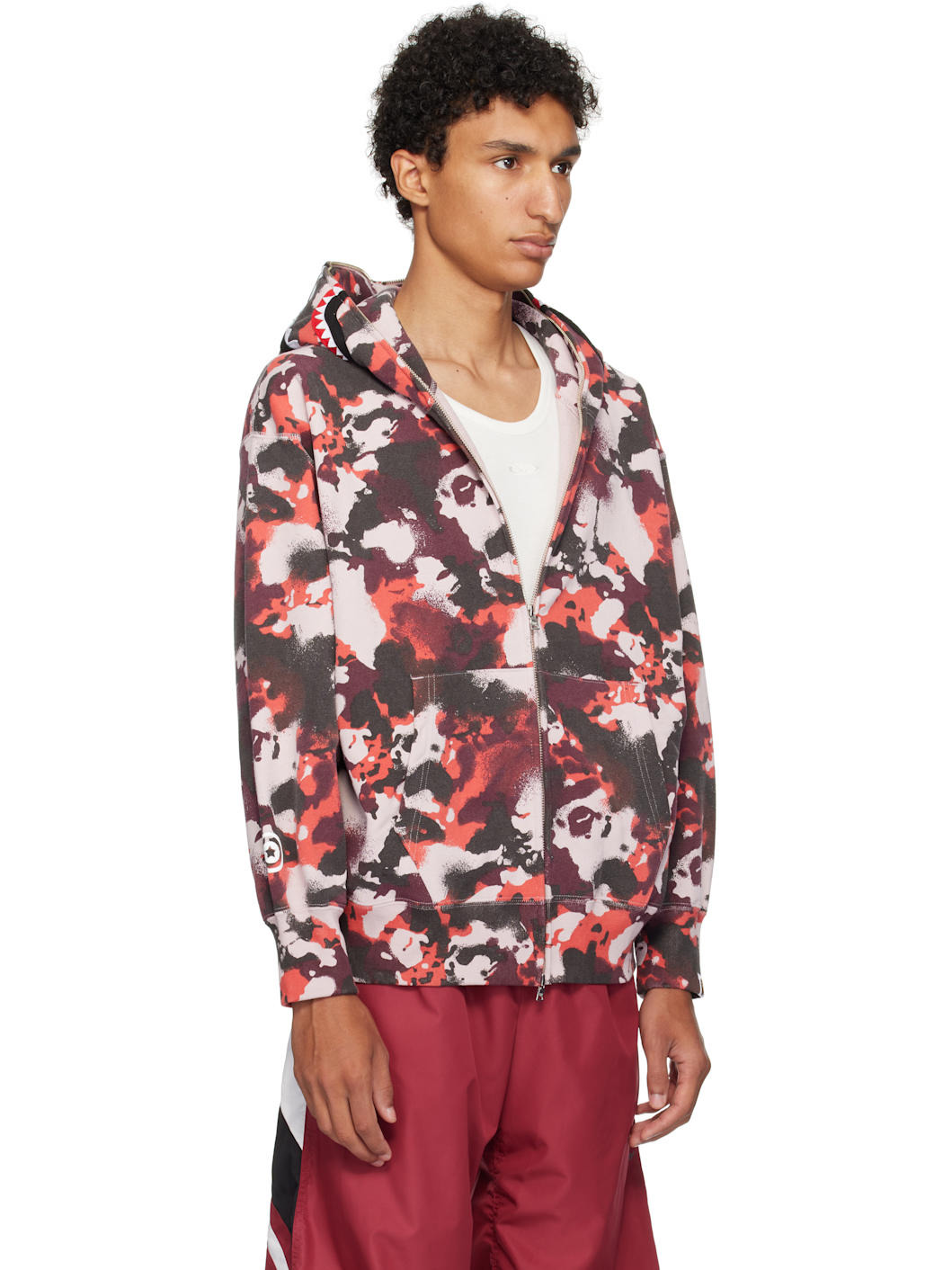 Red & Purple Map Camo Shark Full Zip Hoodie - 2