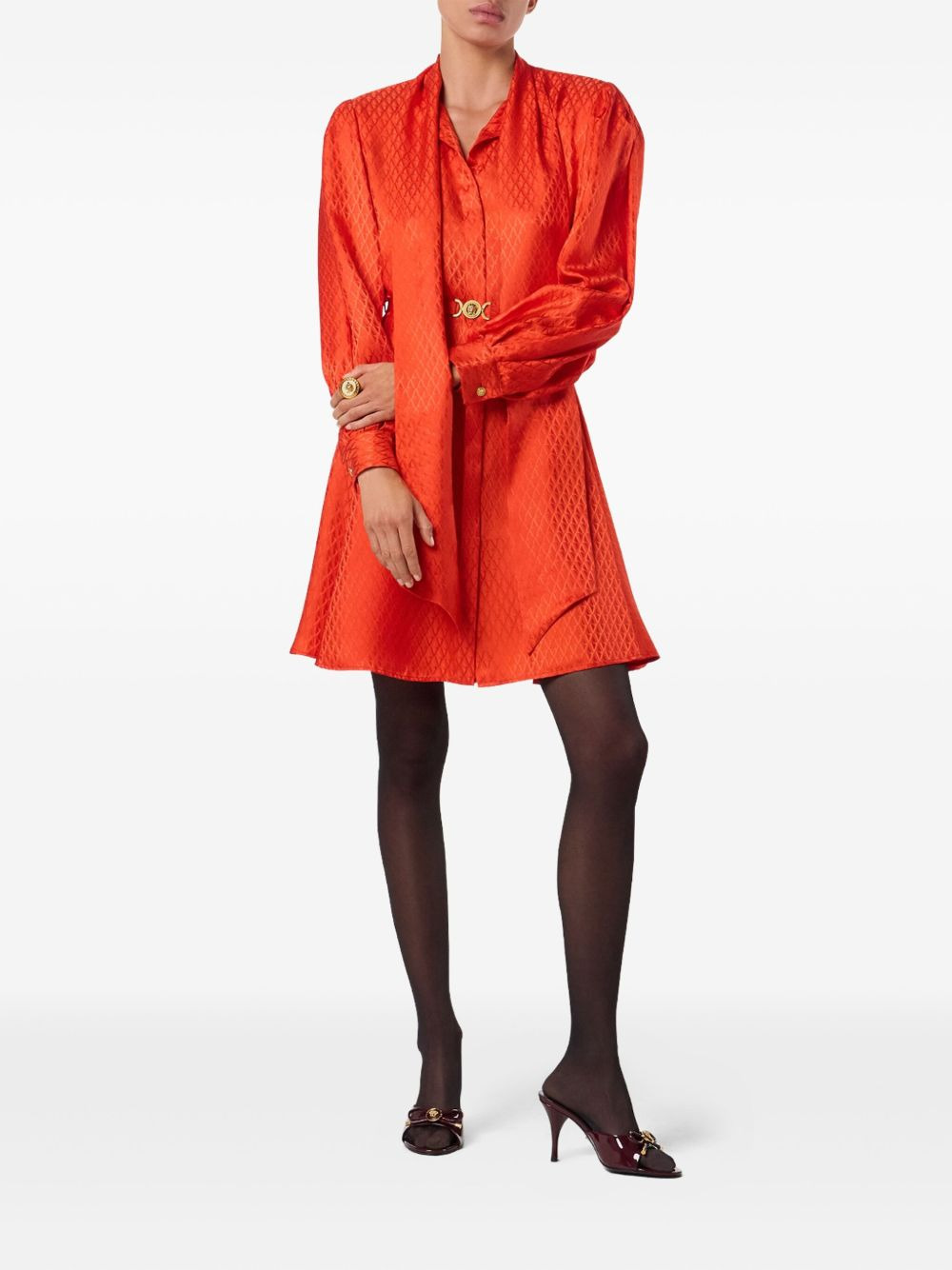 geometric-pattern belted dress - 2