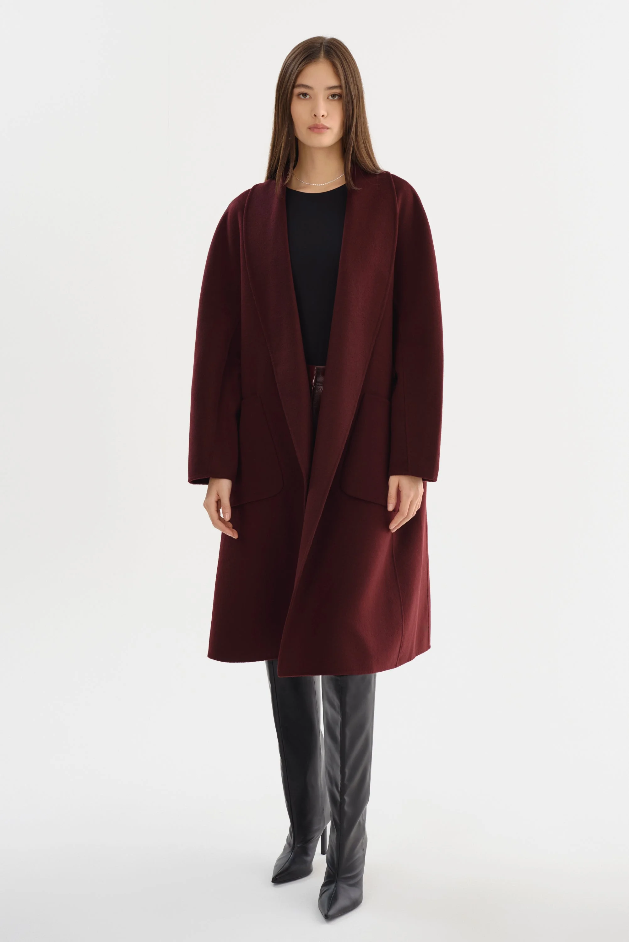 THARA | Shawl Collar Wool Coat - 1