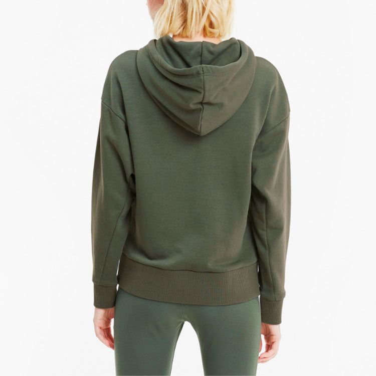 (WMNS) PUMA Classics Logo Hoodie 'Olive Green White' 599197-64 - 5