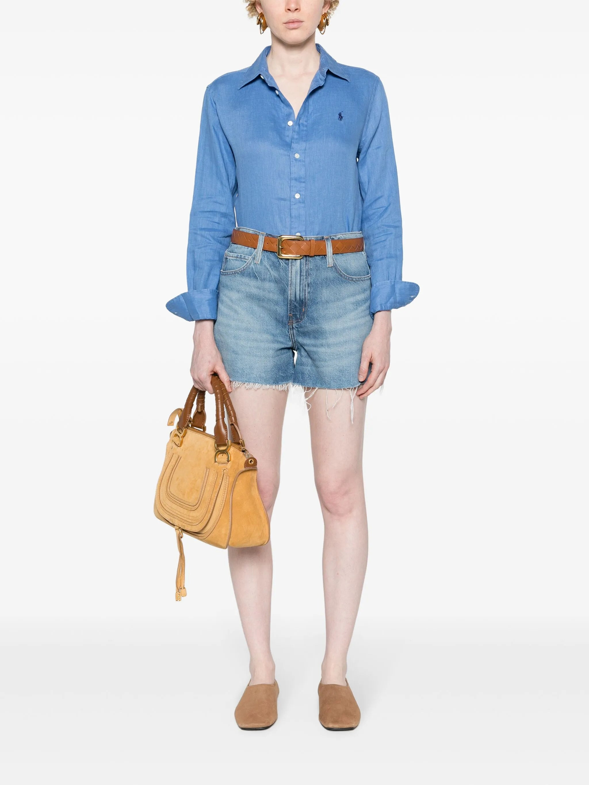 Vintage raw-cut denim shorts - 2
