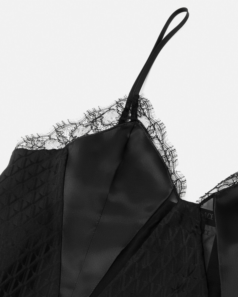 VERSACE V Allover Silk Slip Camisole outlook