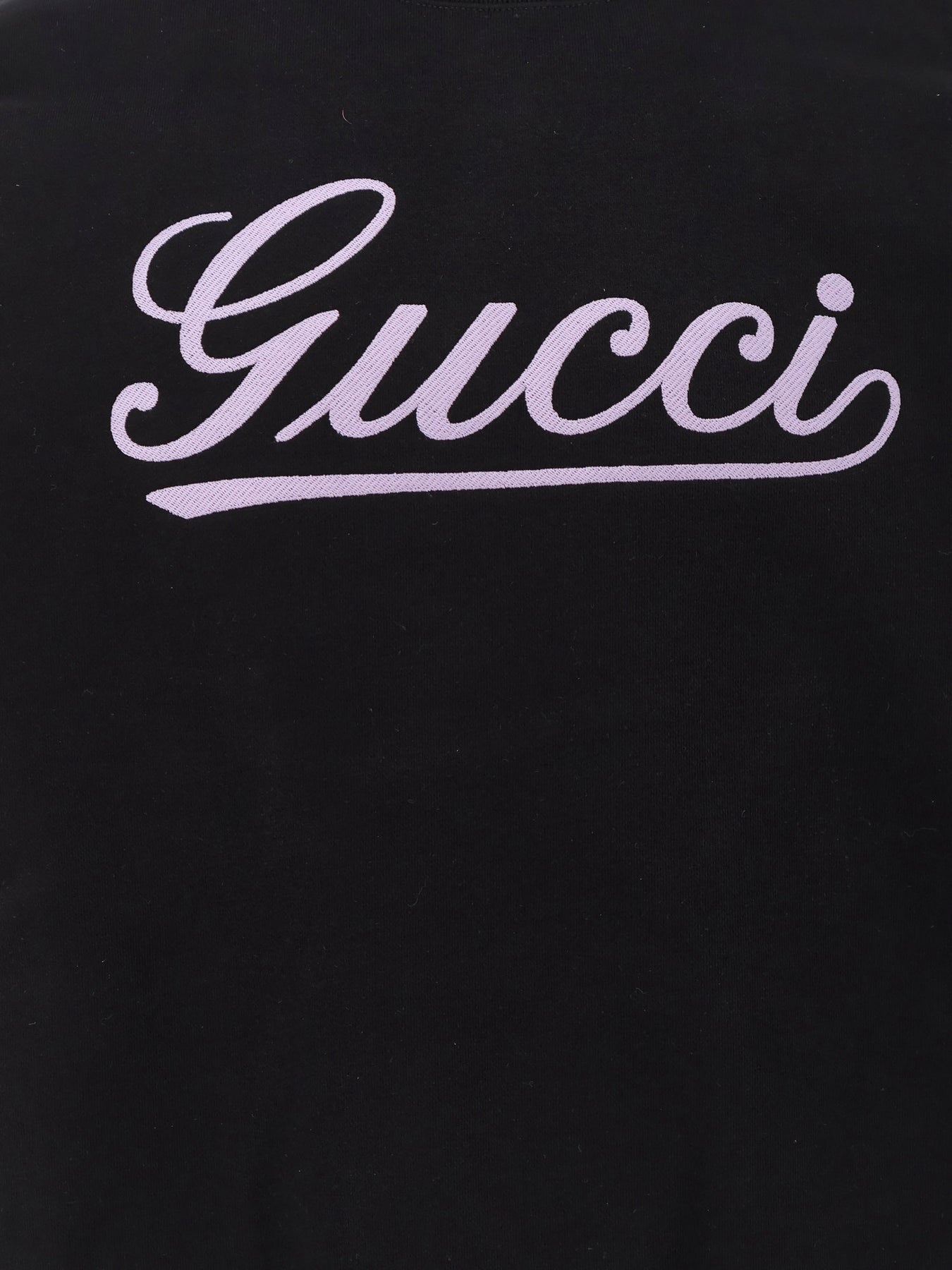 Cotton sweatshirt crew-neck with ribbed profiles and Gucci logo print on the front - 3