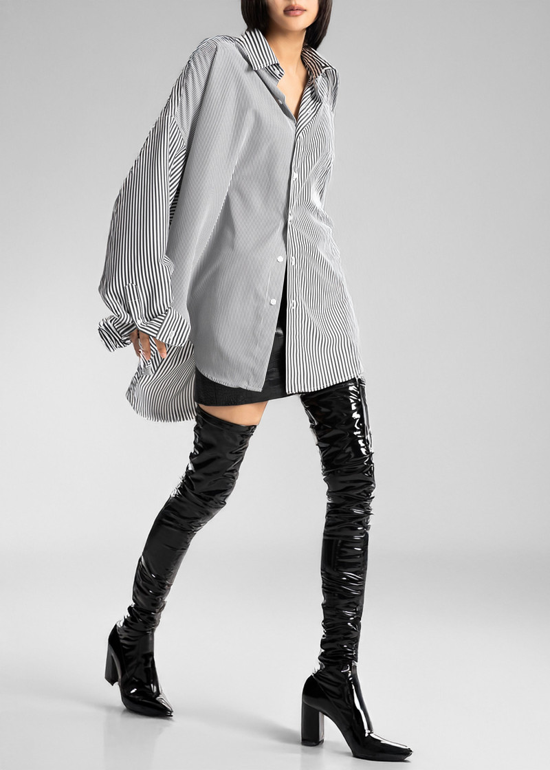 Quillan Button-Down Shirt - White/Black Stripe 6