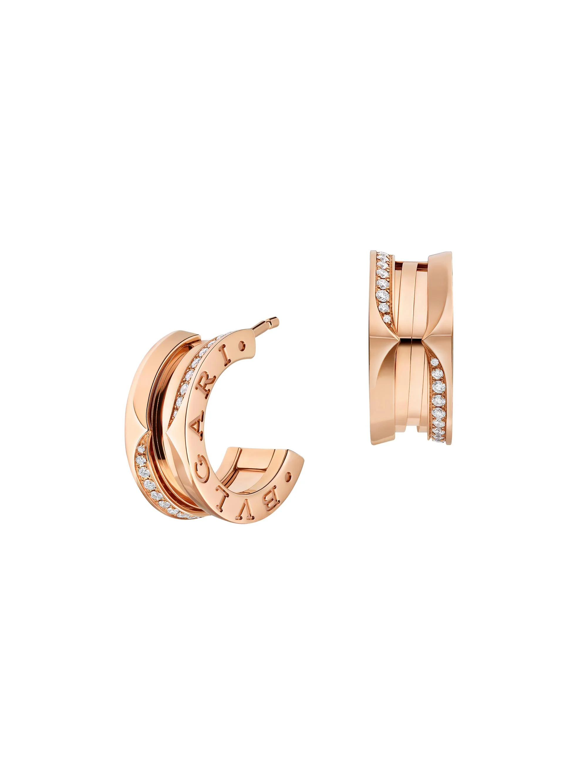 Women's B01 18K Rose Gold & 0.22 TCW Diamond Pavé Hoop Earrings - Pink Gold - 1