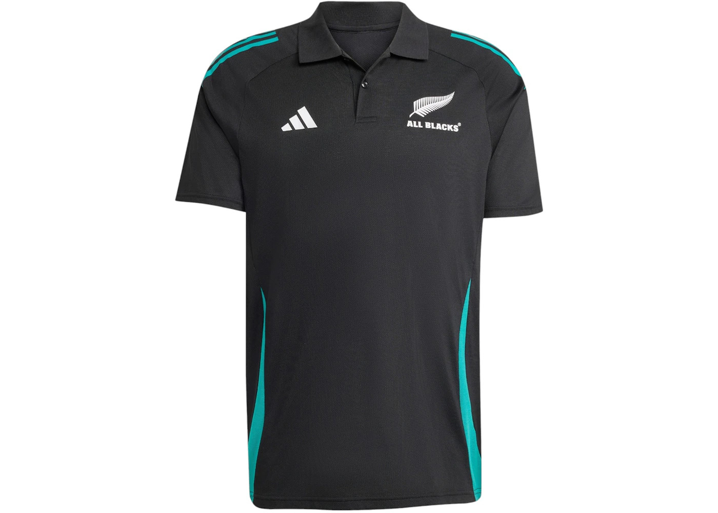 adidas All Blacks Polo Shirt Black All Black Pure Teal - 1