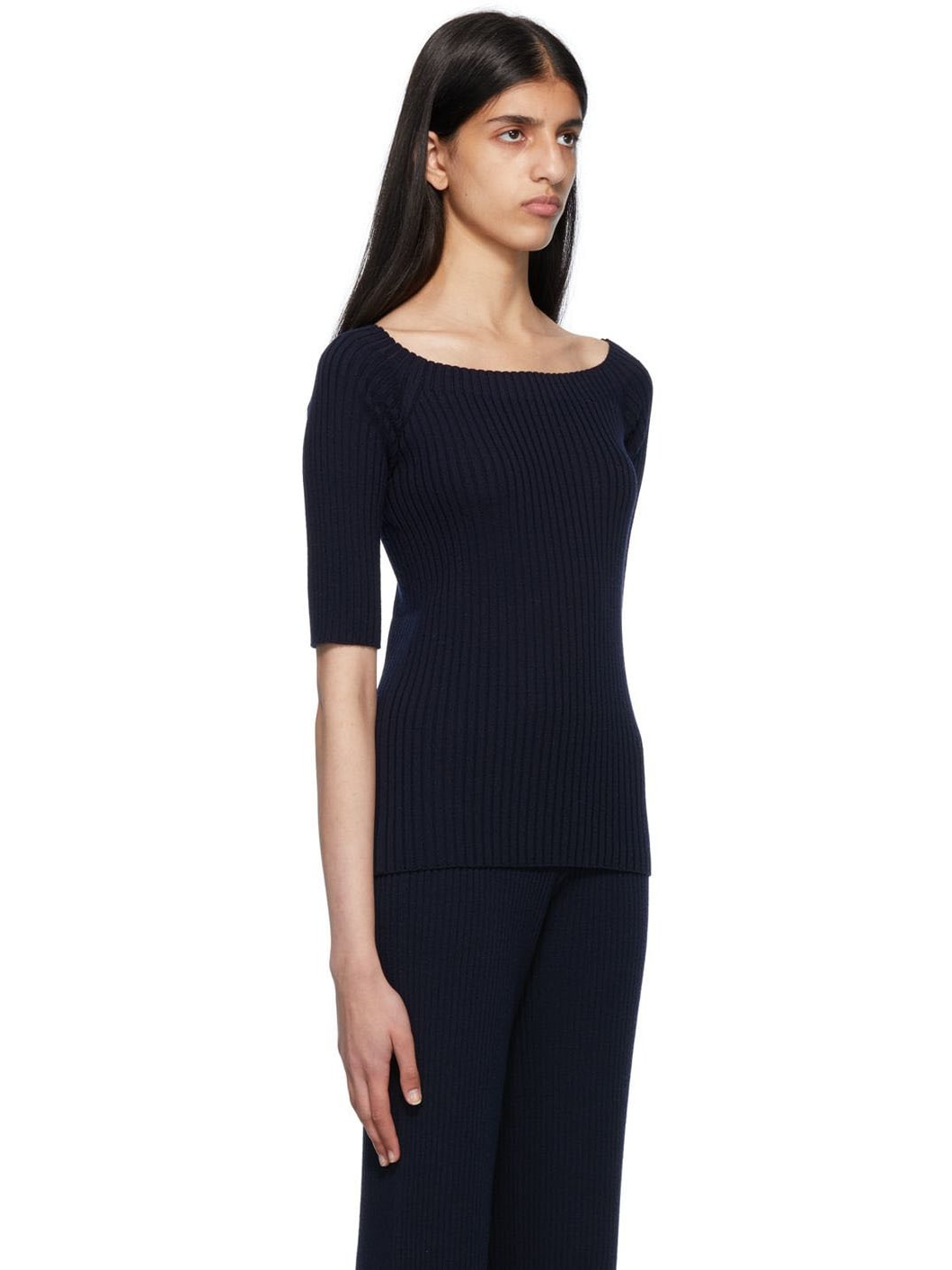 Navy Off-The-Shoulder Sweater - 2
