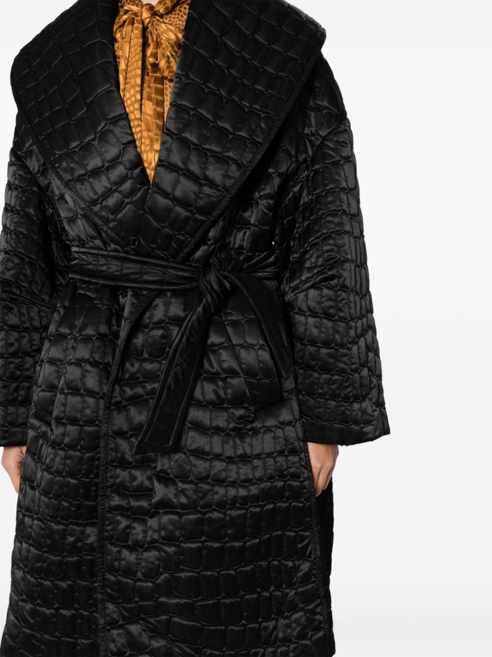 crocodile-pattern quilted coat - 5