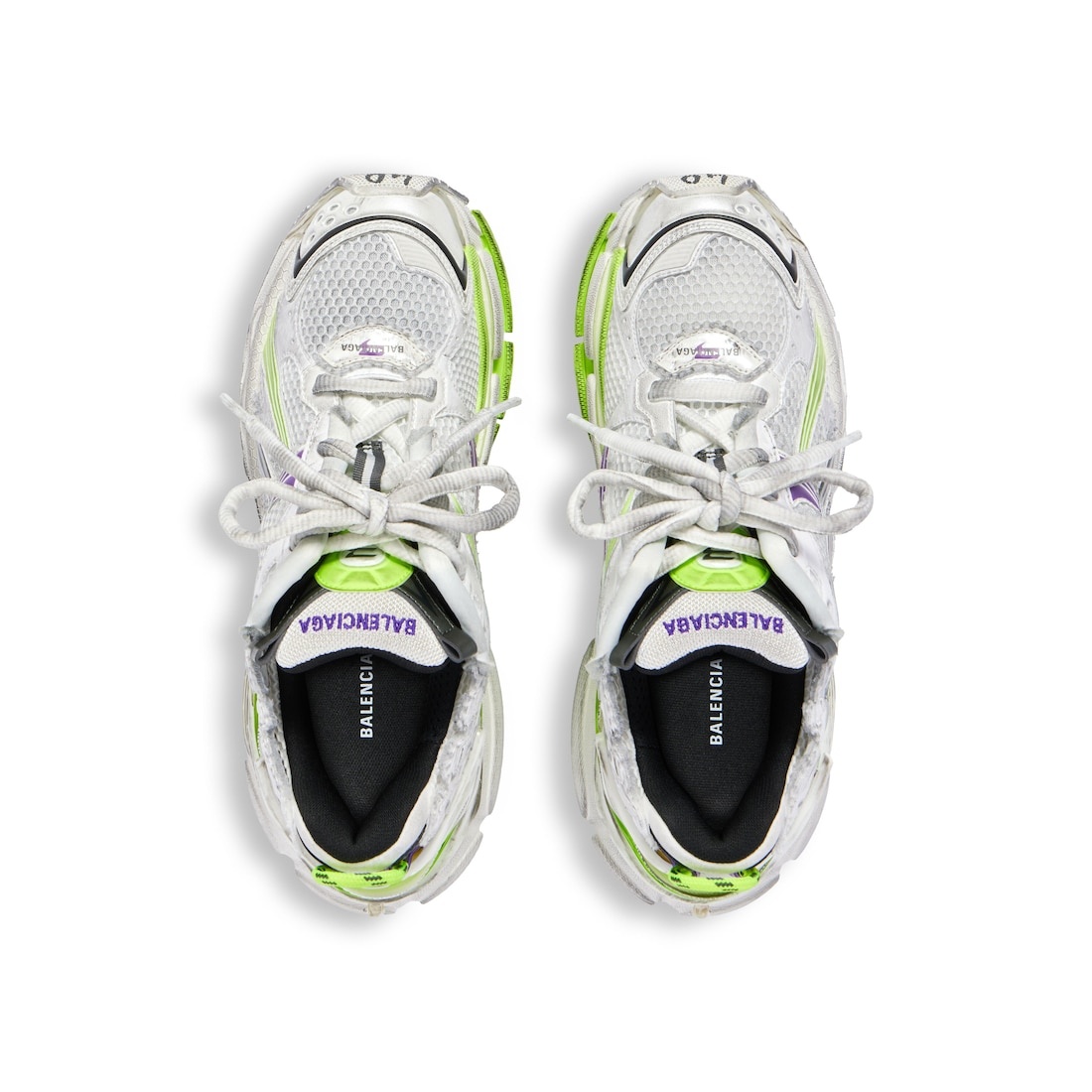 Women's Runner Sneaker  in White/neon Yellow/grey/purple - 6