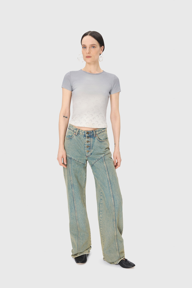 Marine Serre Moon Laser Denim Flare Jeans outlook