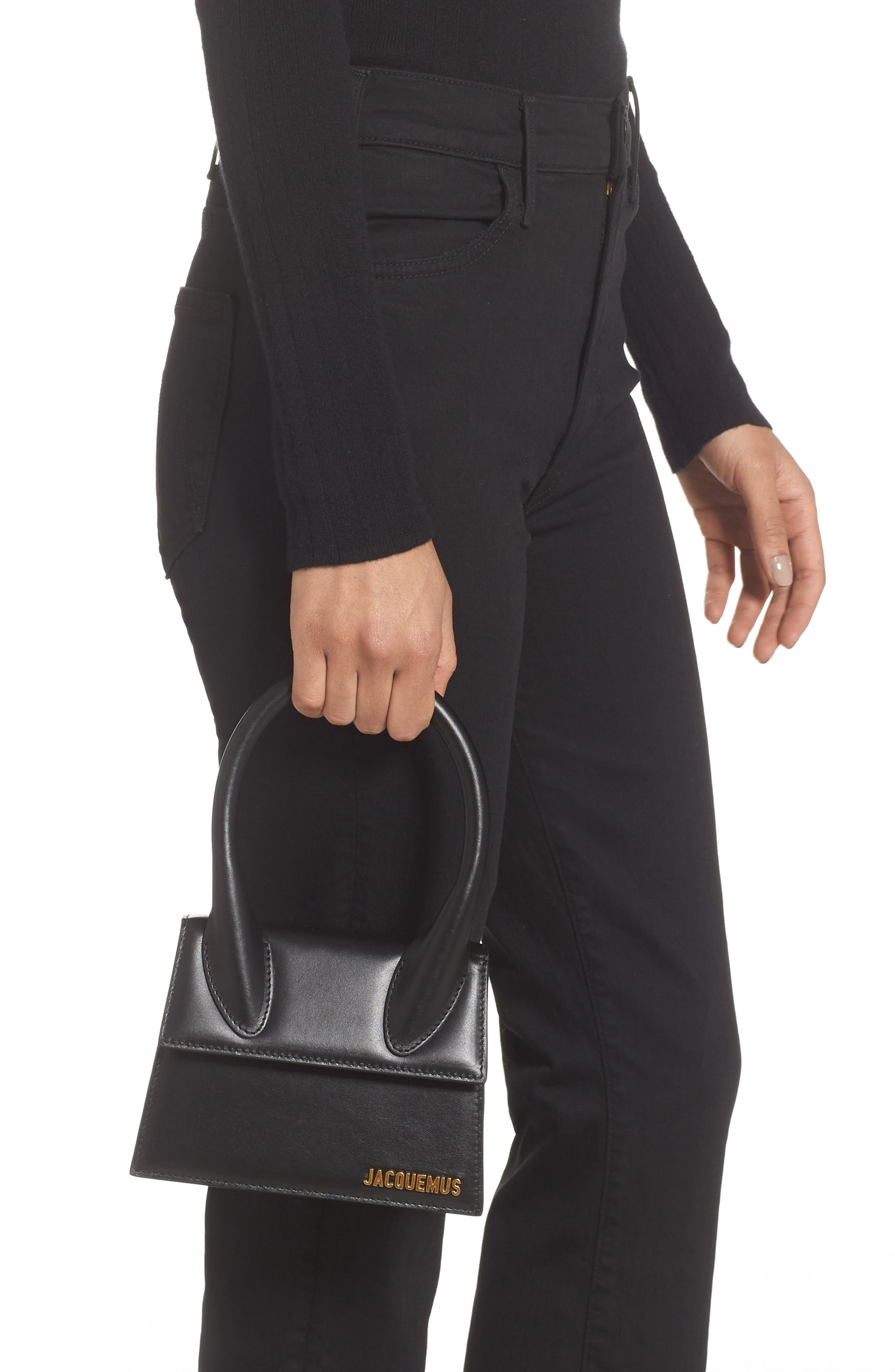 Jacquemus Le Chiquito Moyen Leather Top Handle Bag in Black at Nordstrom - 3