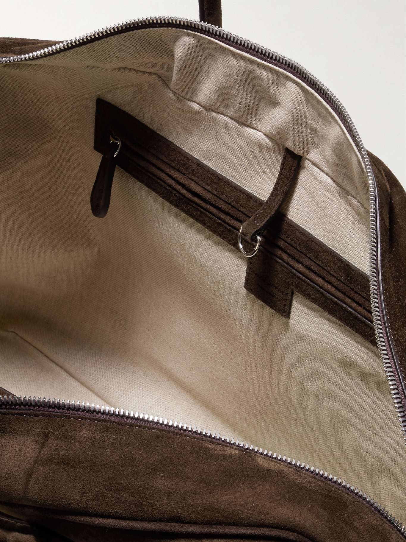Brigitte large leather-trimmed suede tote Brown - 5