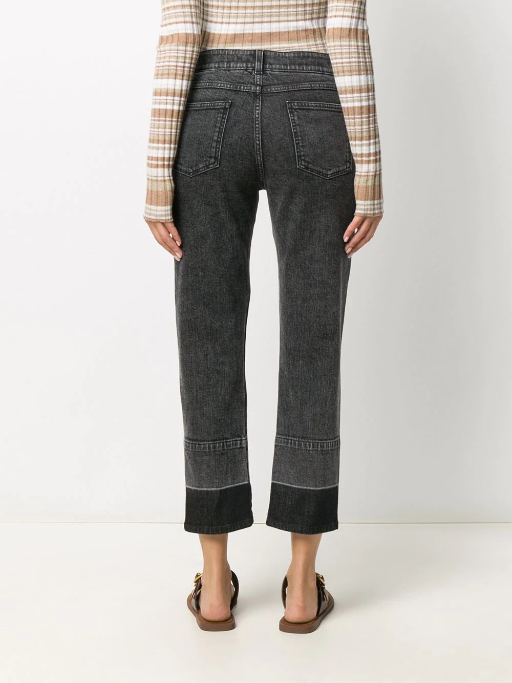 logo-stripe cropped jeans - 4