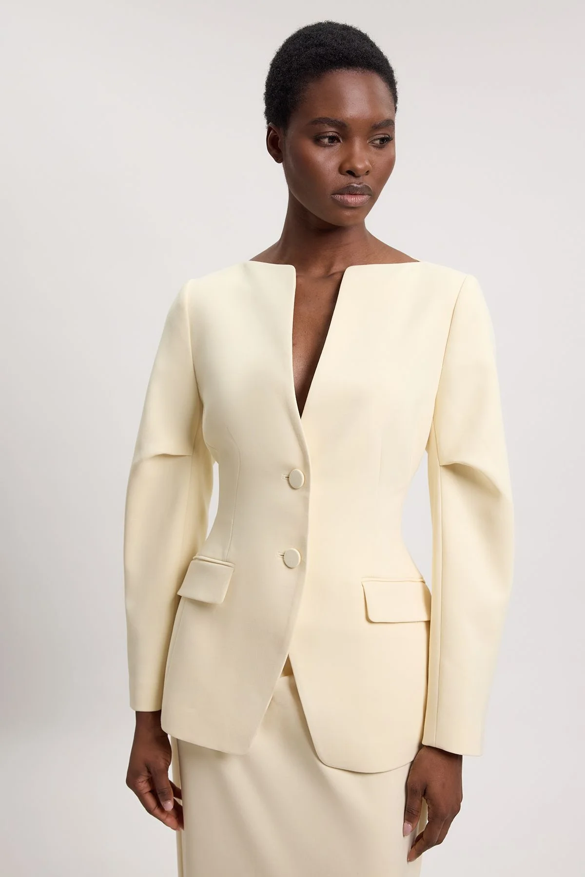 Compact Stretch Tailored Single Breast Blazer - 1