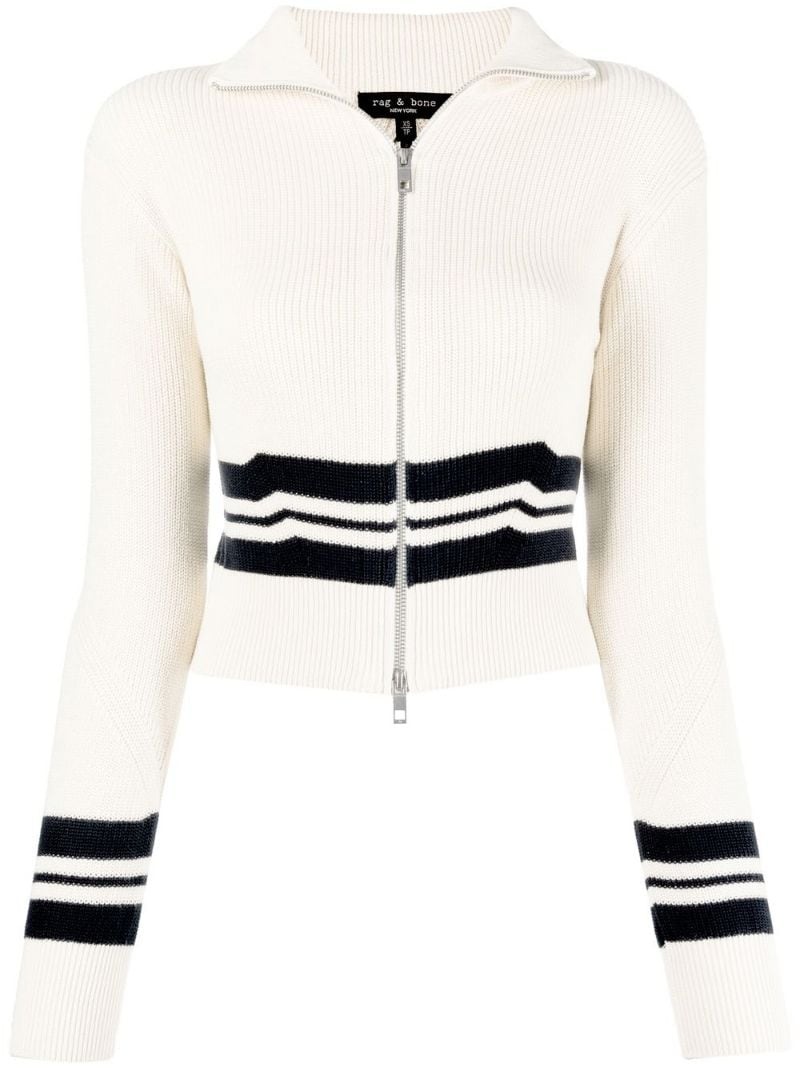 stripe-detail ribbed jumper - 1