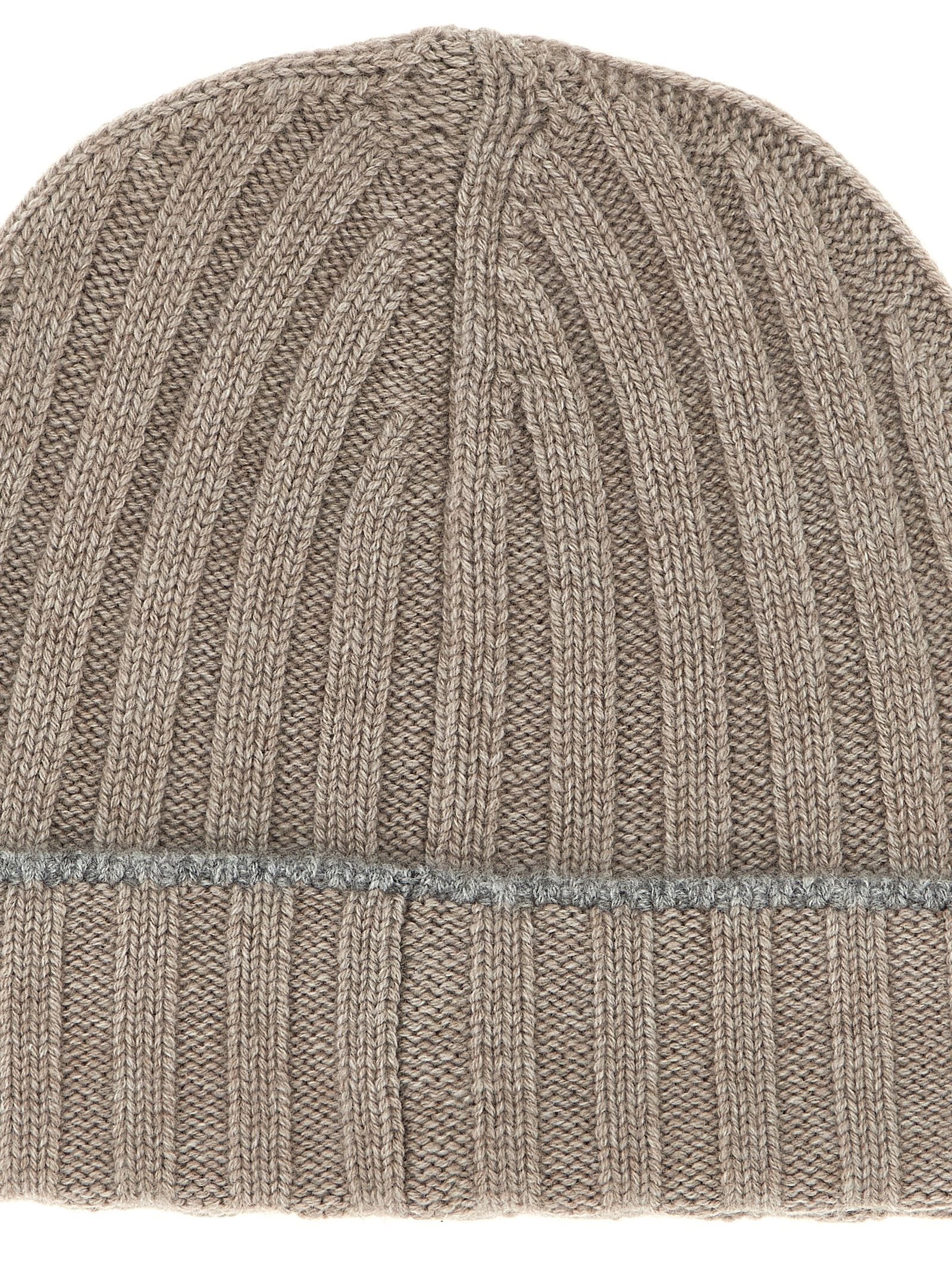 Cashmere Turn-Up Beanie Hats Beige - 3
