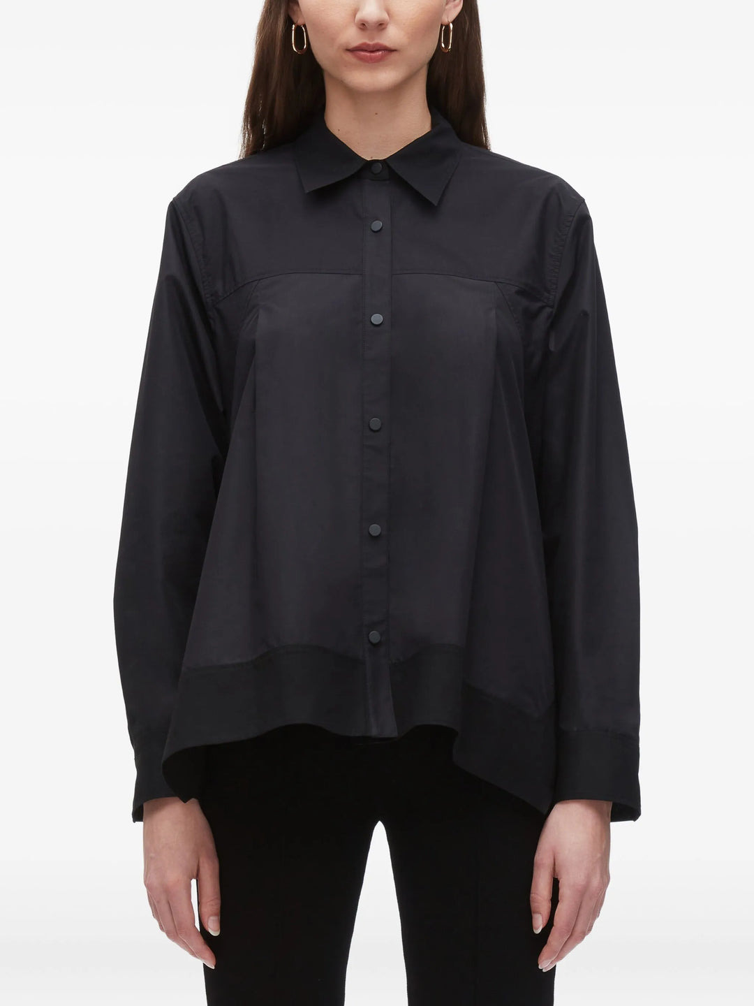 Flounce Hem Long Sleeve Shirt - 3