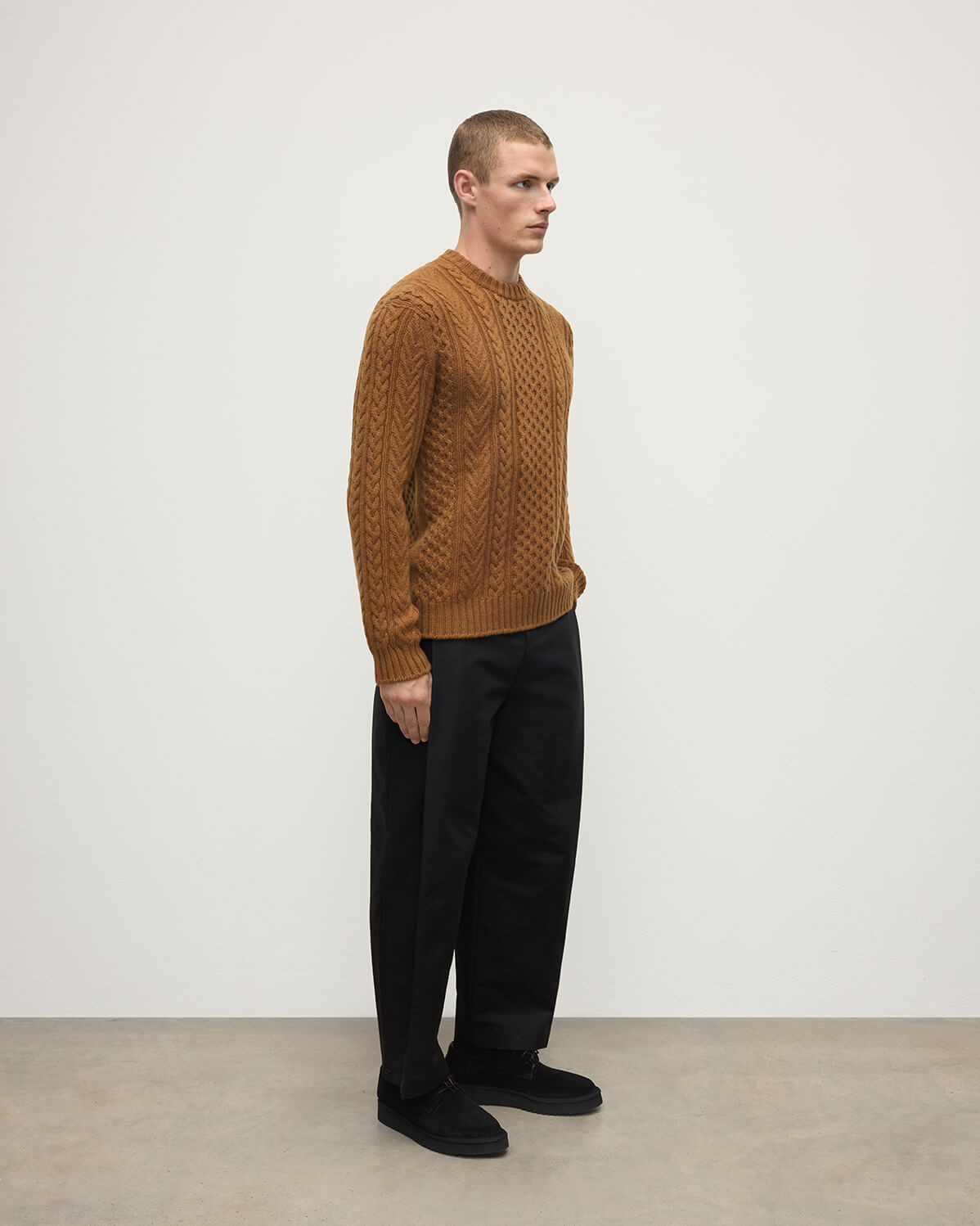 Aran Cable Camel Cashmere Jumper - 3