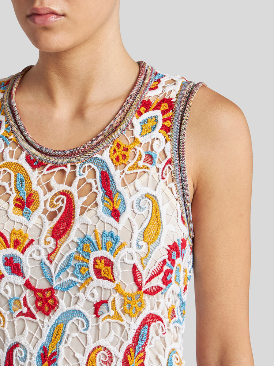 PAISLEY MACRAMÉ LONG DRESS - 2