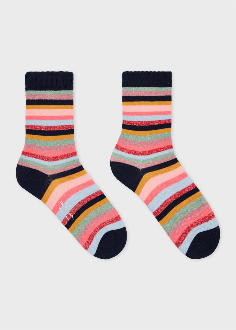 Paul Smith Women's Navy Blue Glitter Stripe Socks outlook
