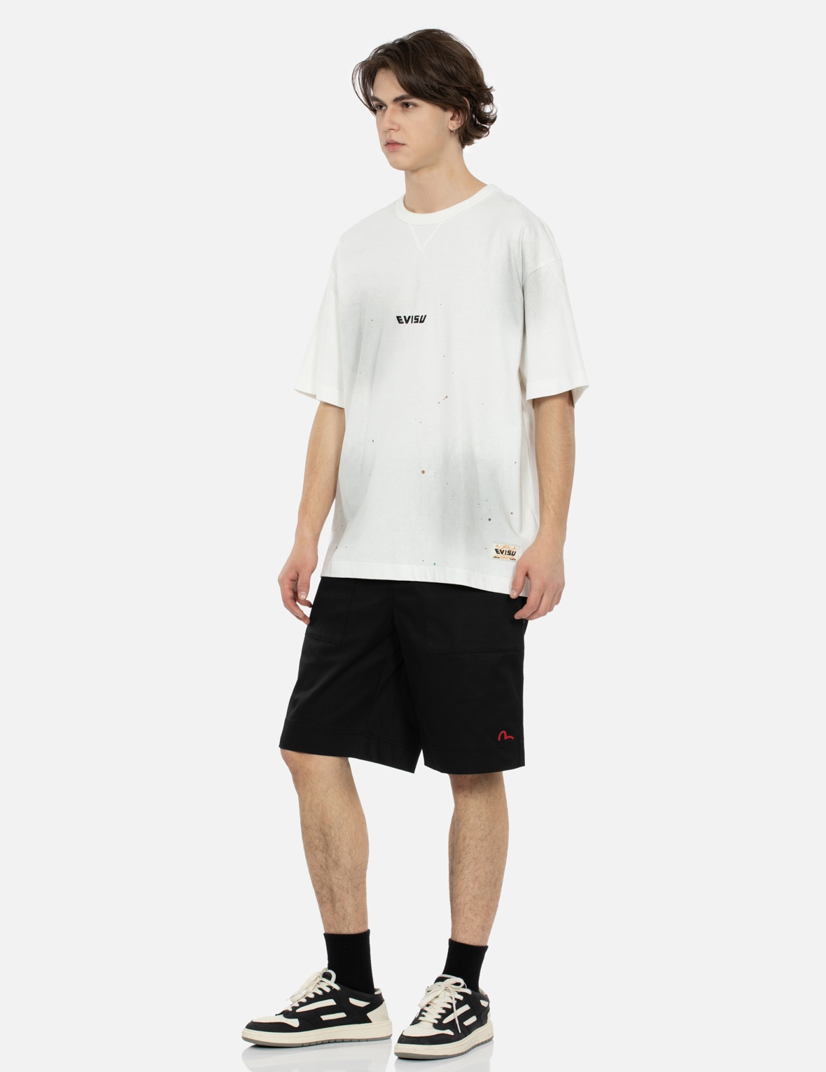 SEAGULL EMBROIDERY AND GODHEAD PATCHWORK RELAX FIT SHORTS - 4
