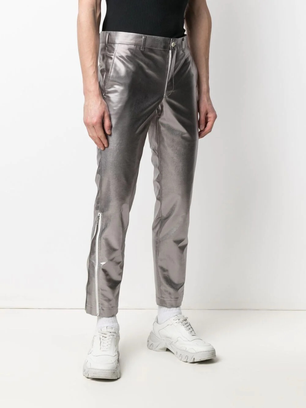 cropped metallic trousers - 3