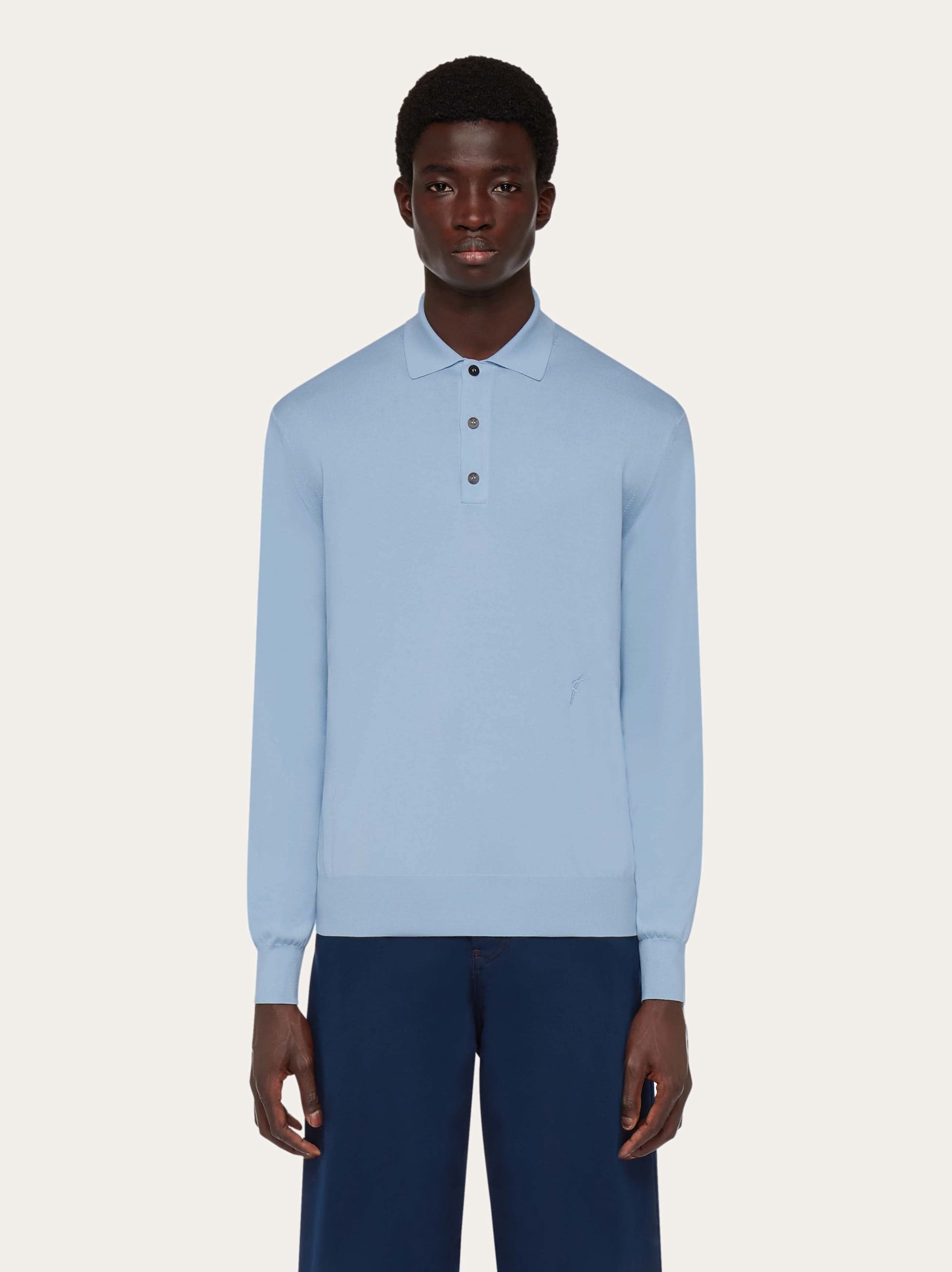Long sleeved silk blend polo shirt - 2