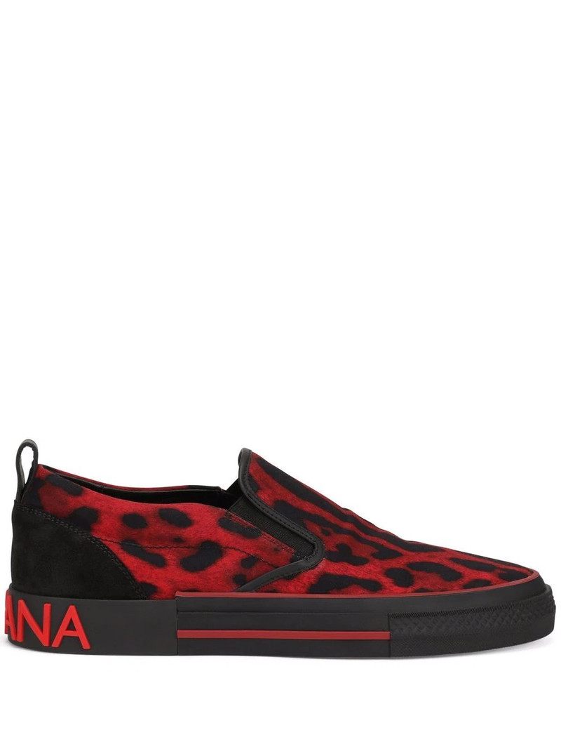 Dolce & Gabbana Custom 2.zero slip-on sneakers in leopard-print cotton outlook