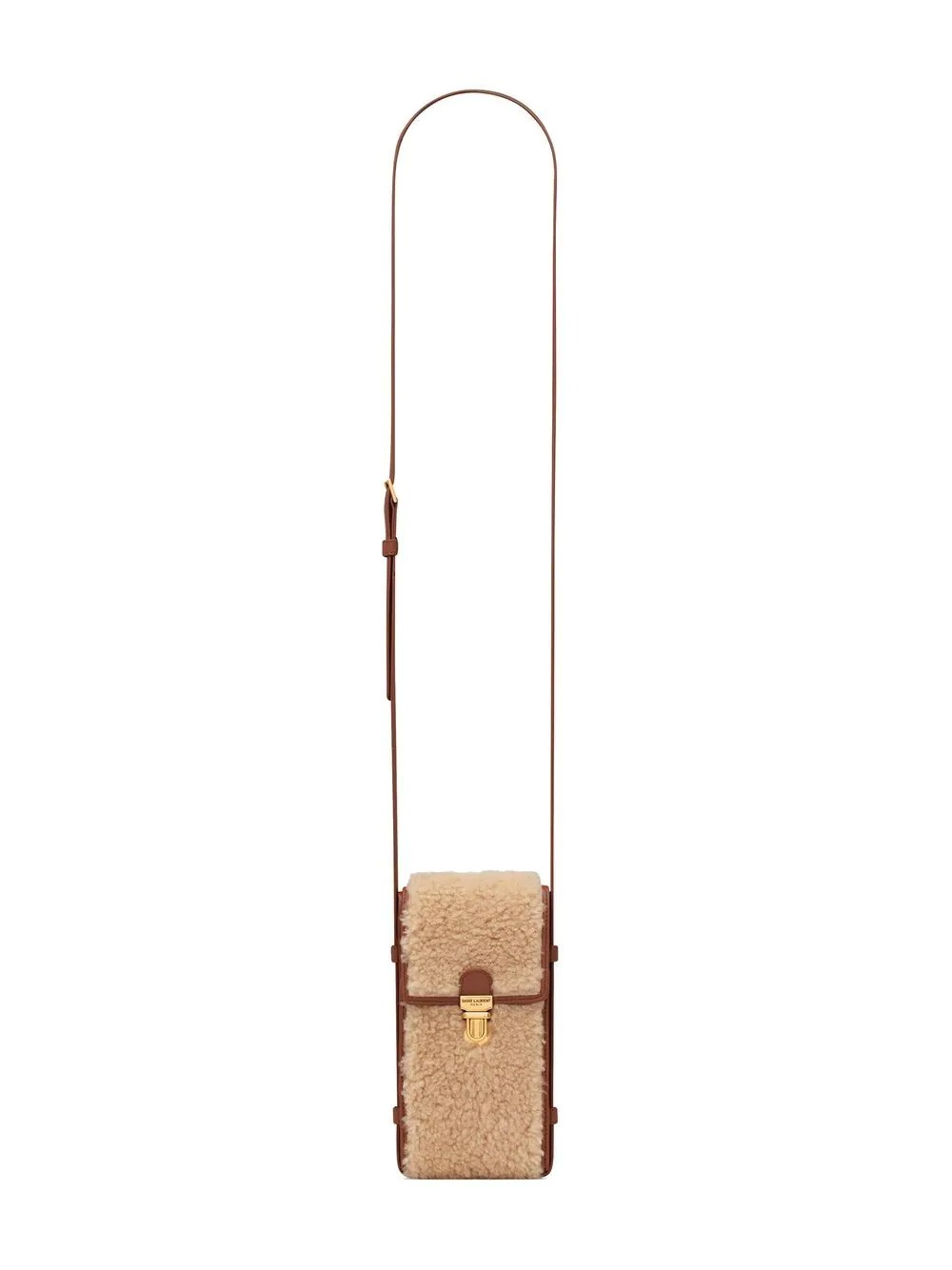 shearling crossbody phone holder - 1