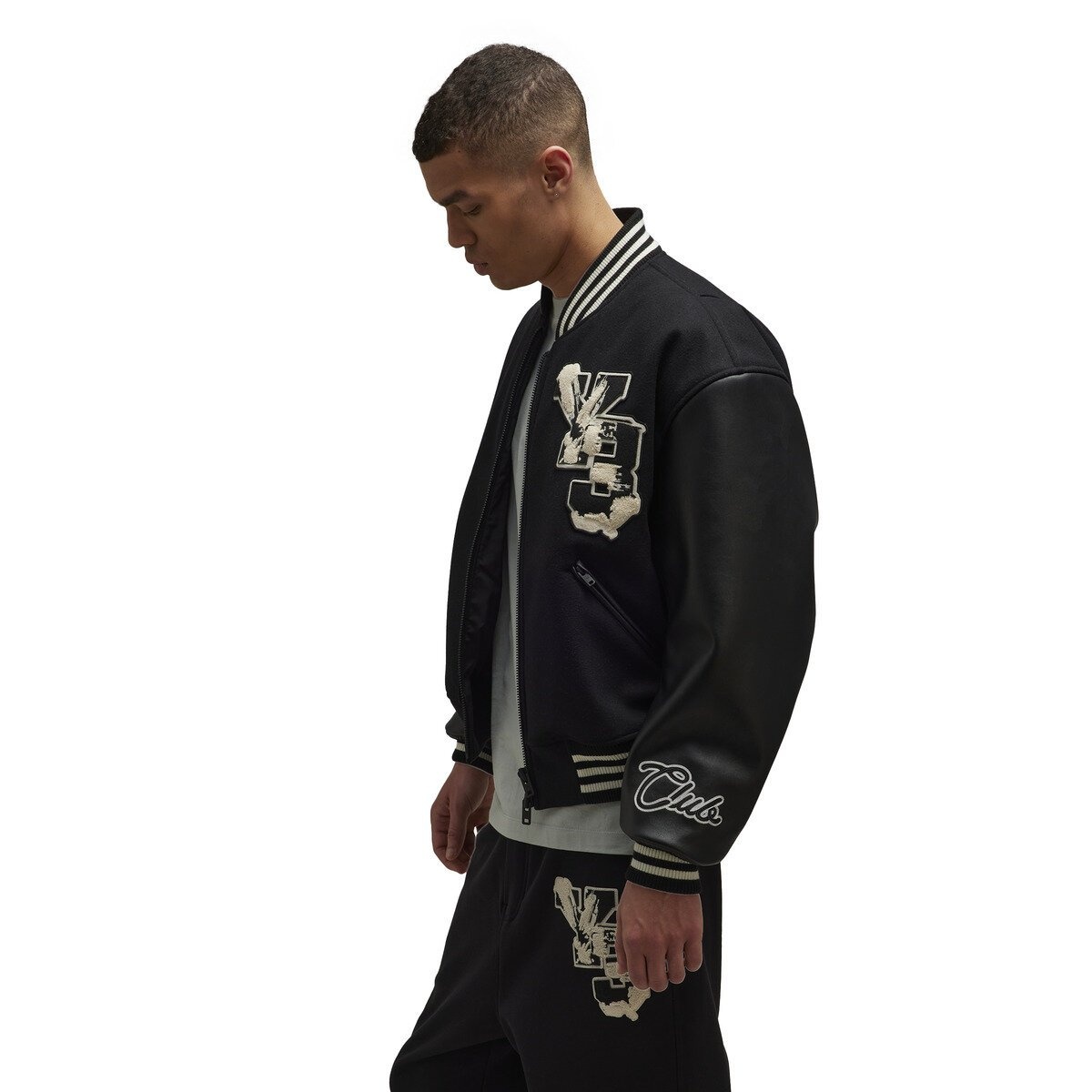 Y-3 Letterman Varsity Jacket in Black/black | hervia