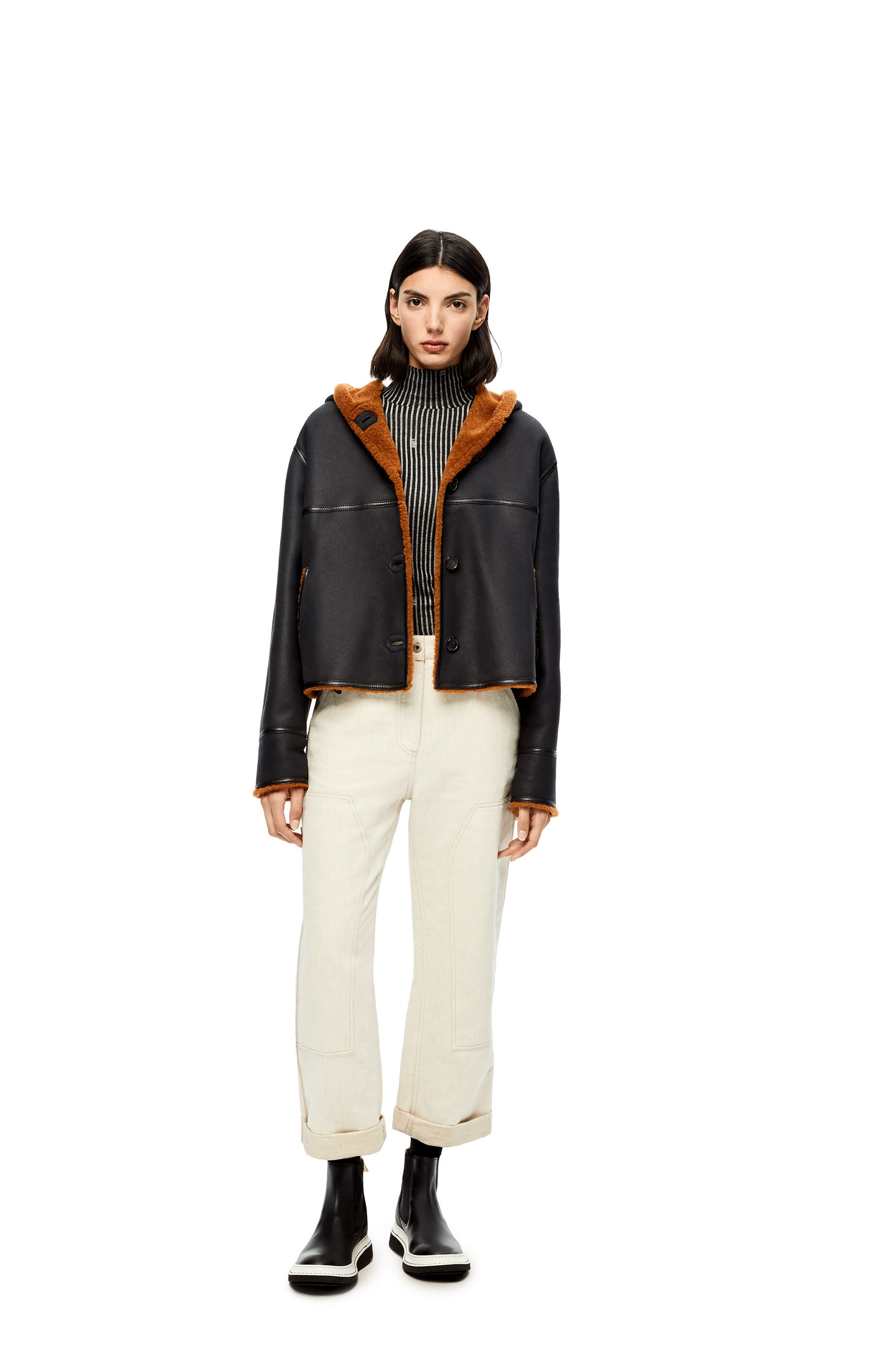 Hooded jacket in shearling - 2