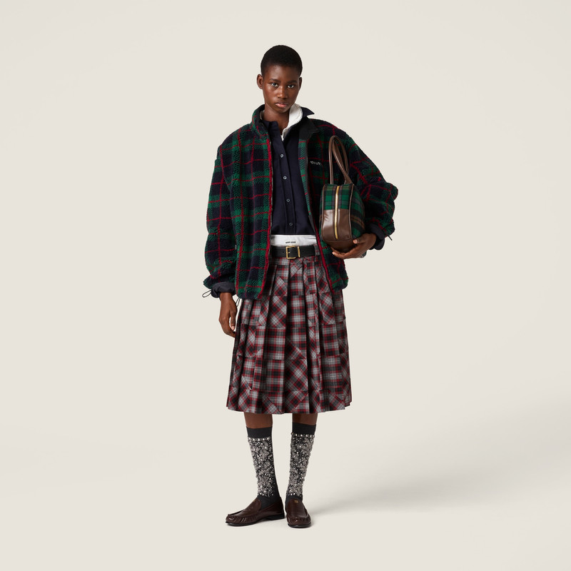 Miu Miu Tartan patchwork midi skirt outlook