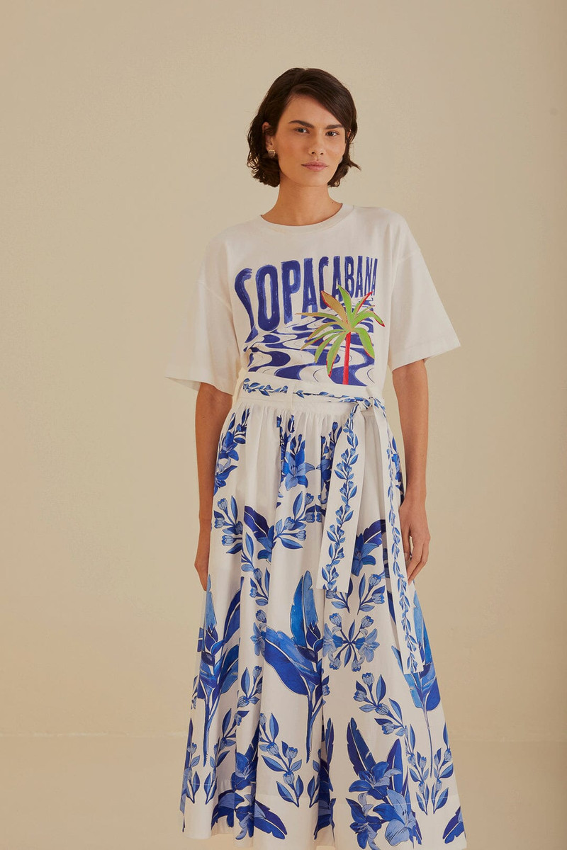 Off-White Blue Yard Organic Cotton Midi Skirt 1