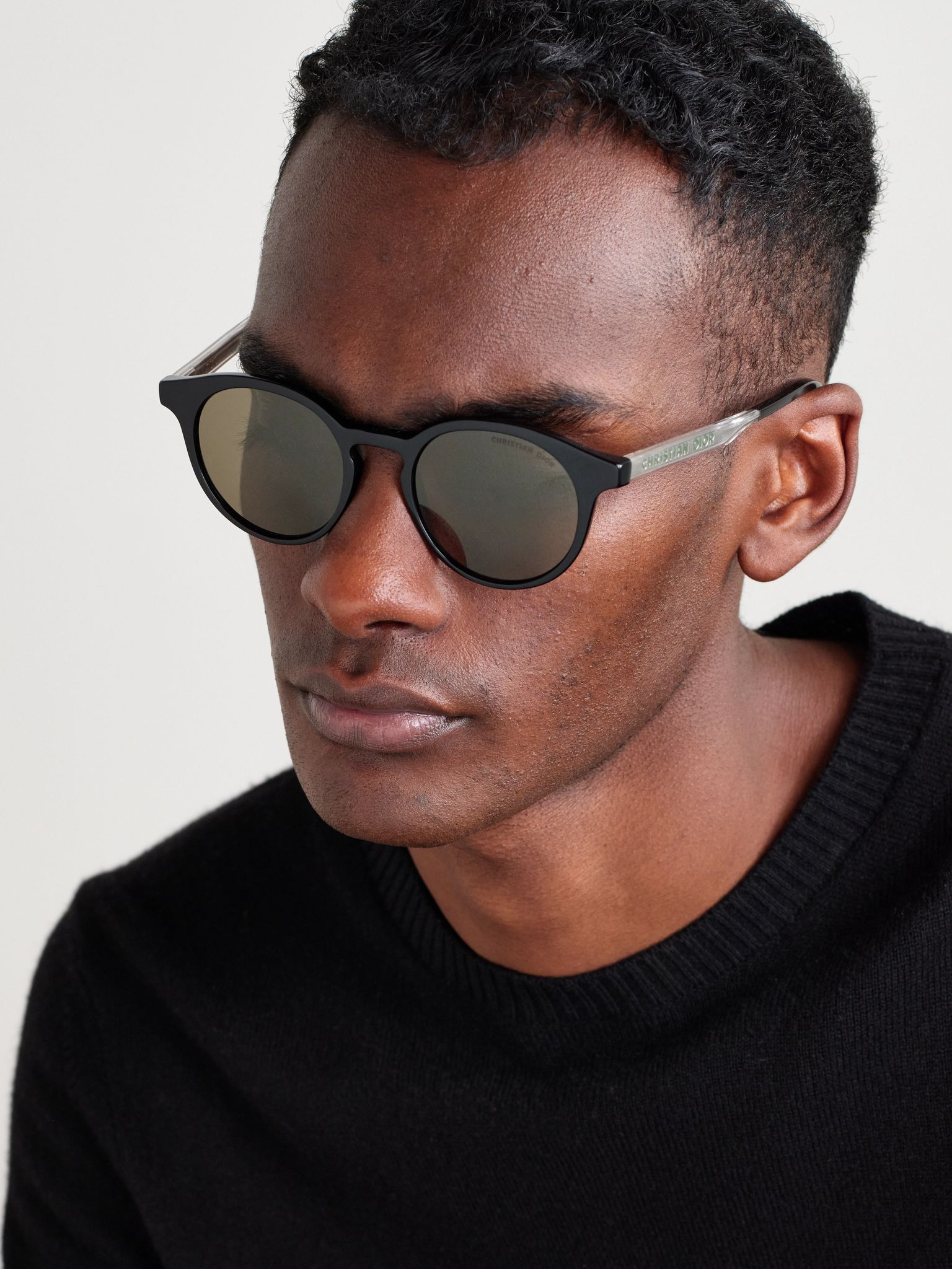 DiorTag R1I Round-Frame Acetate Sunglasses Black - 2