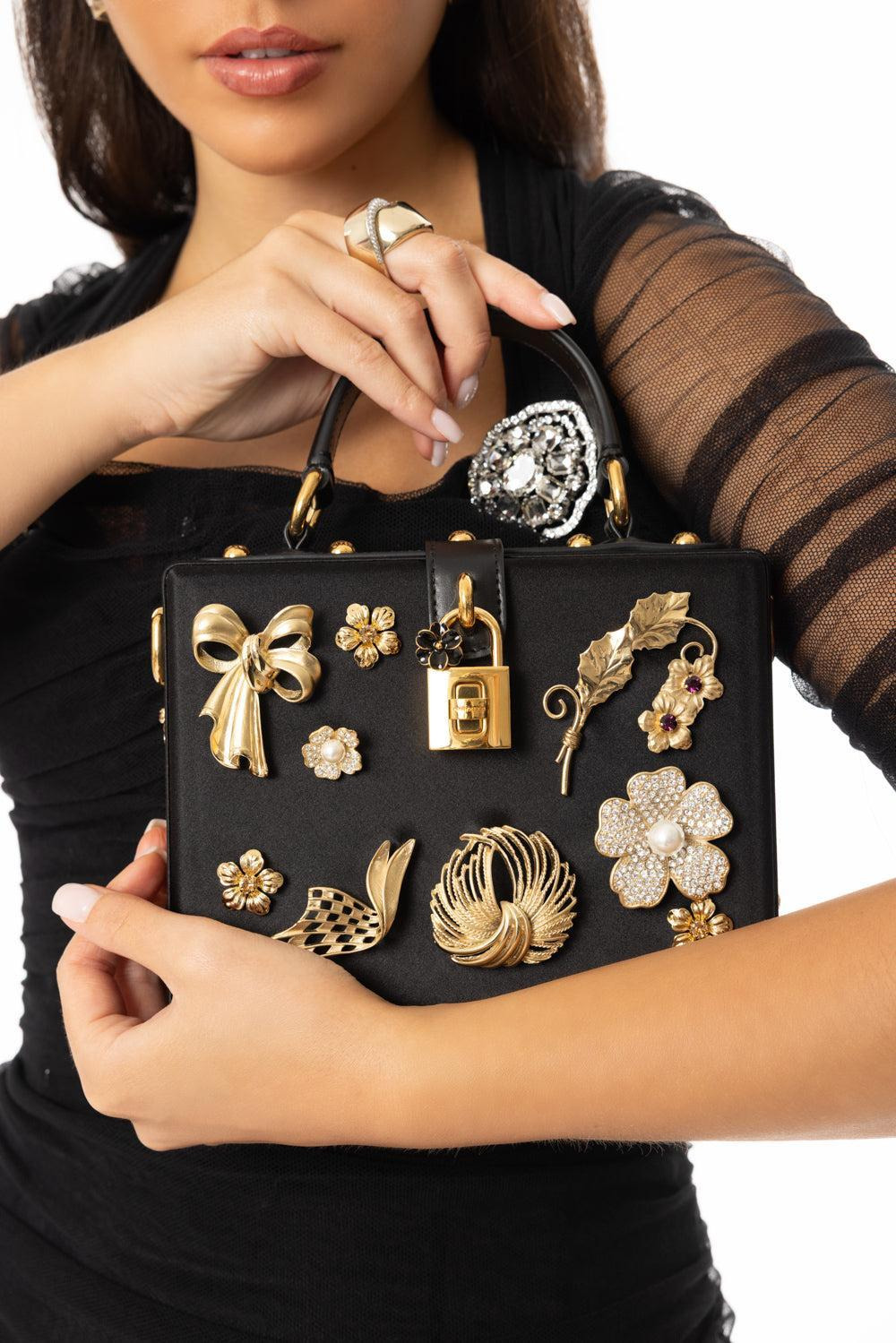 Dolce Box Handbag - Black Charms - 4