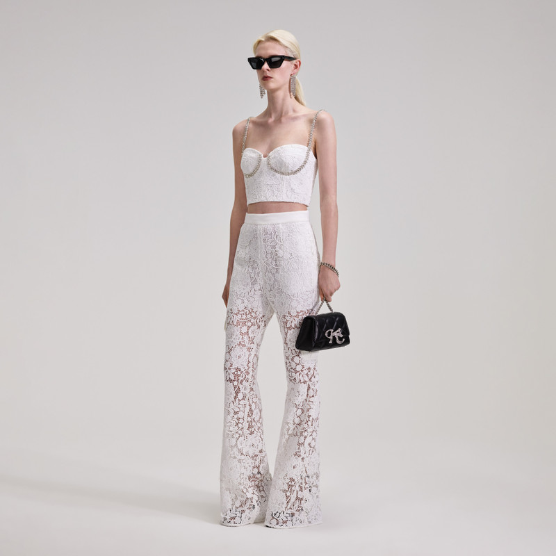 White Cord Lace Trousers 2