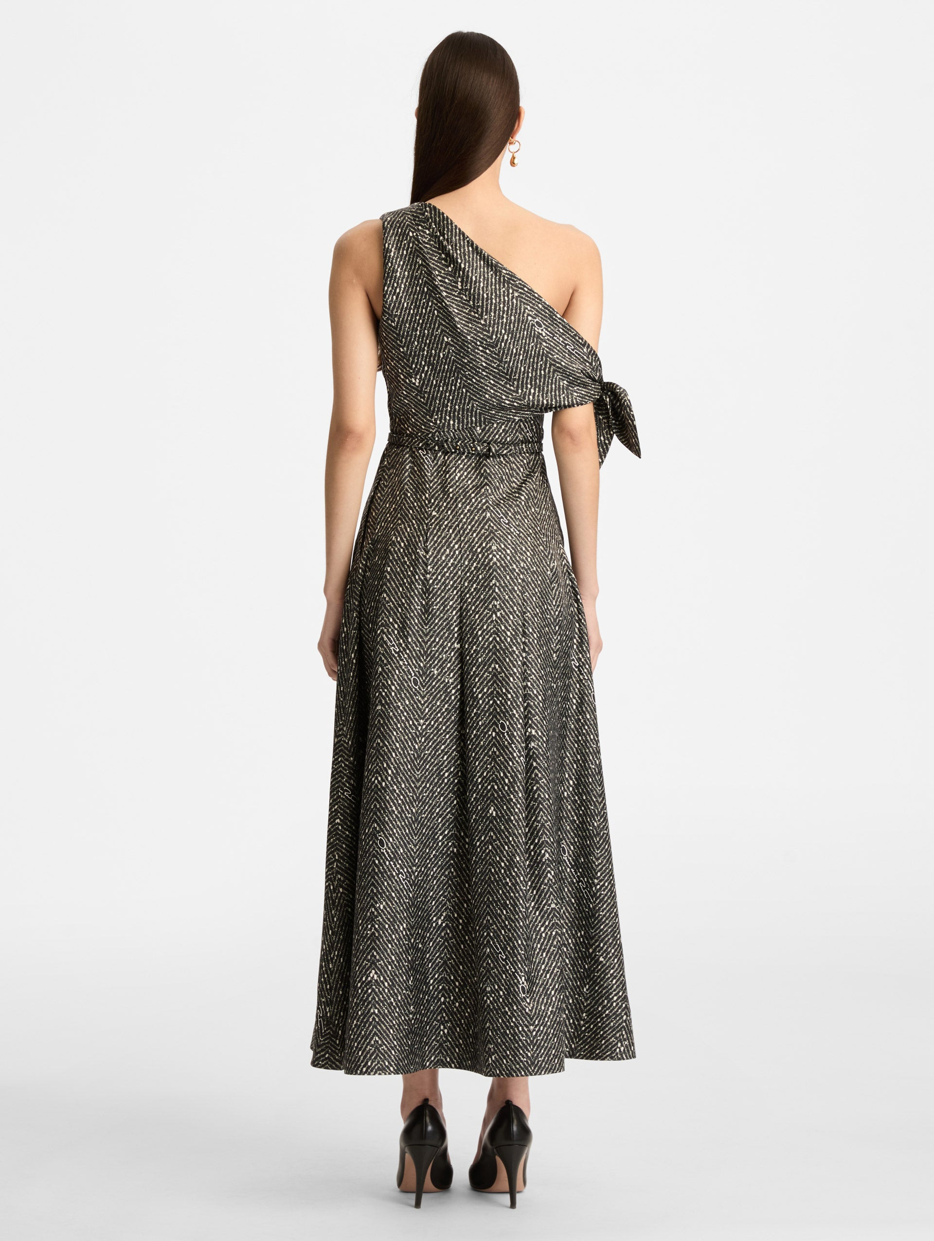CHEVRON SILK TWILL DRESS - 3