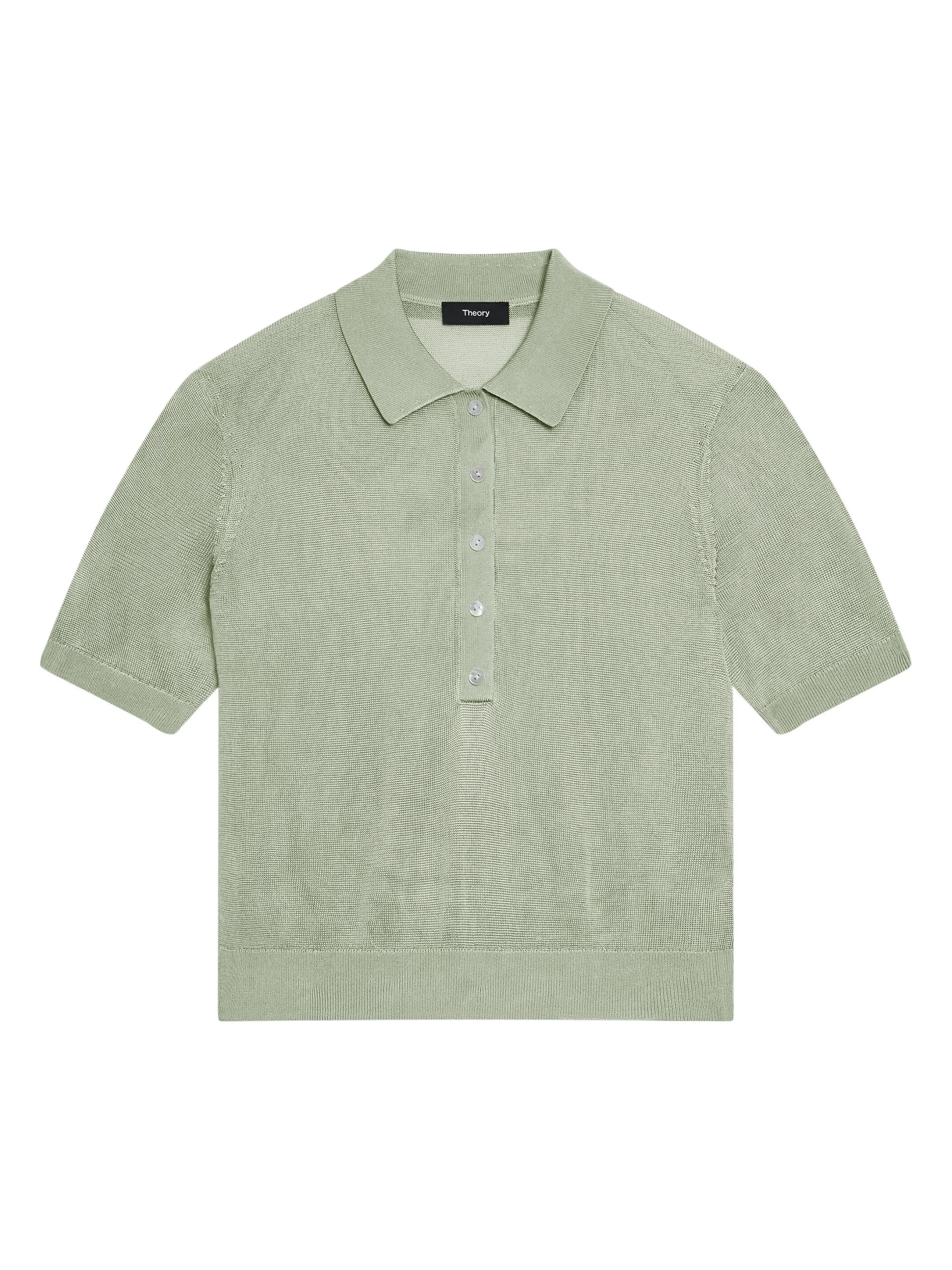 Women's Sheer Knit Polo Shirt - Delicate Green - 1